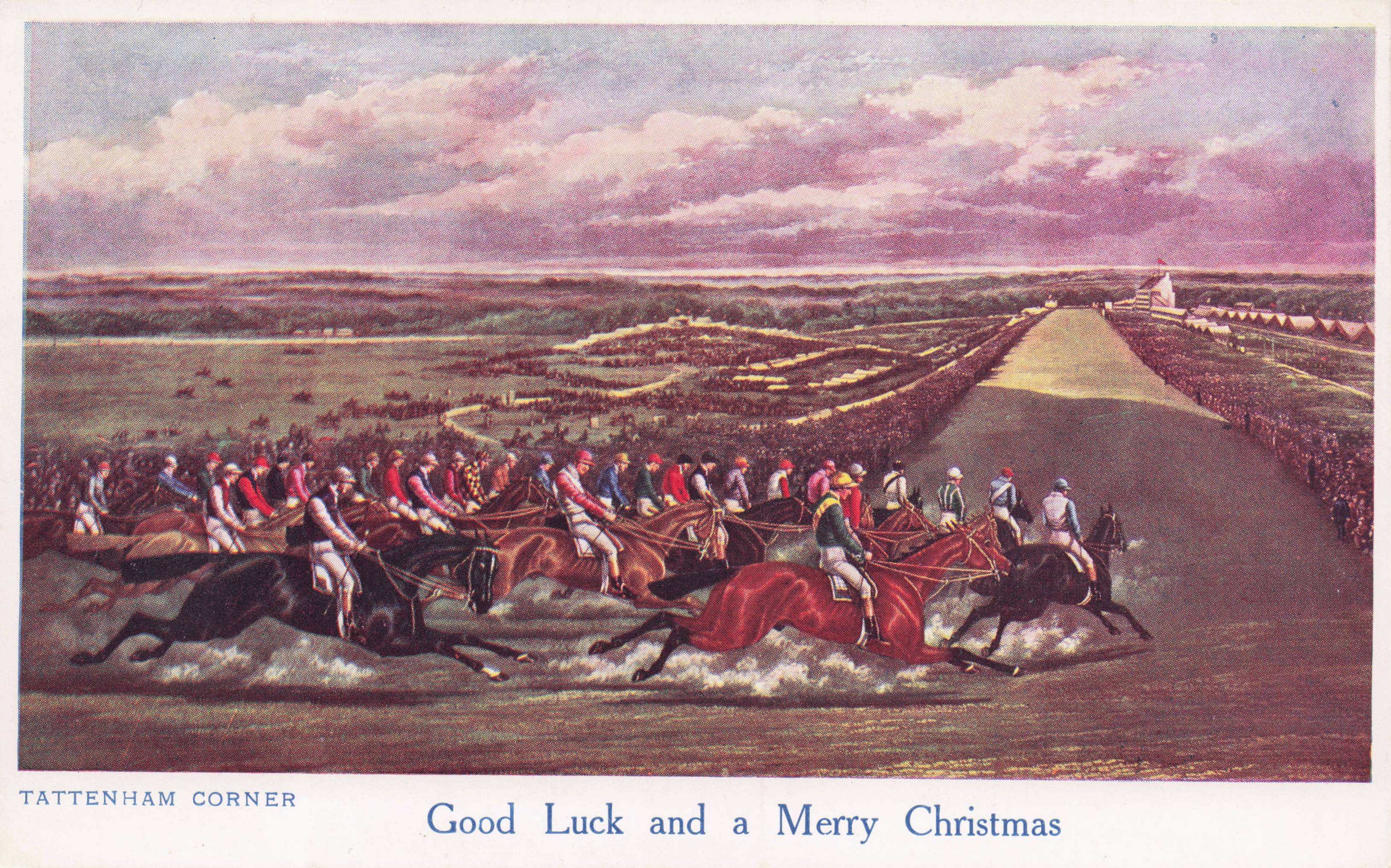 Tattenham Corner Epsom Downs Horse Race Course Old Greetings Postcard