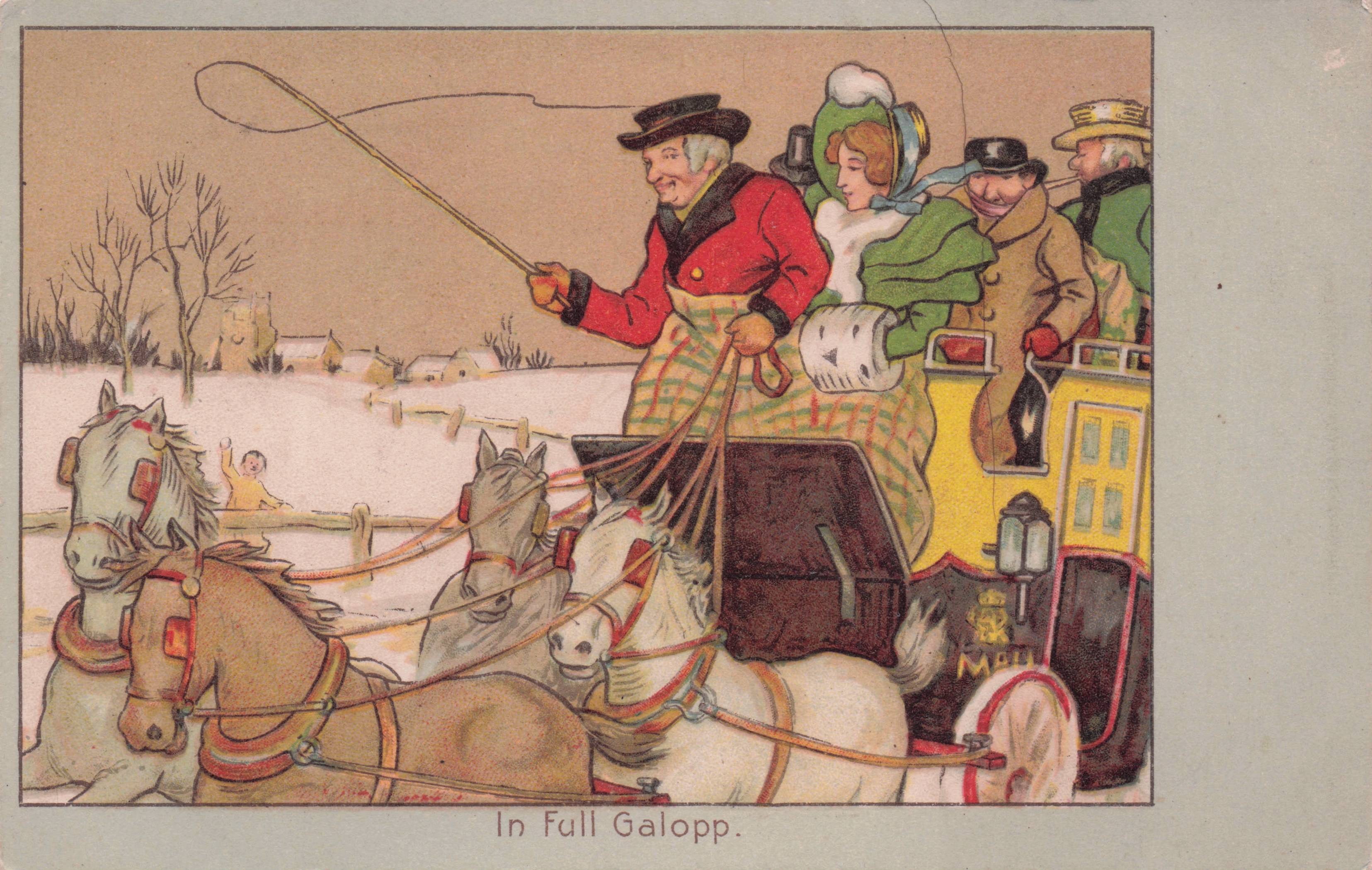 In Full Galopp Blinkered Horse Stewart & Woolf Transport Old Art Postcard