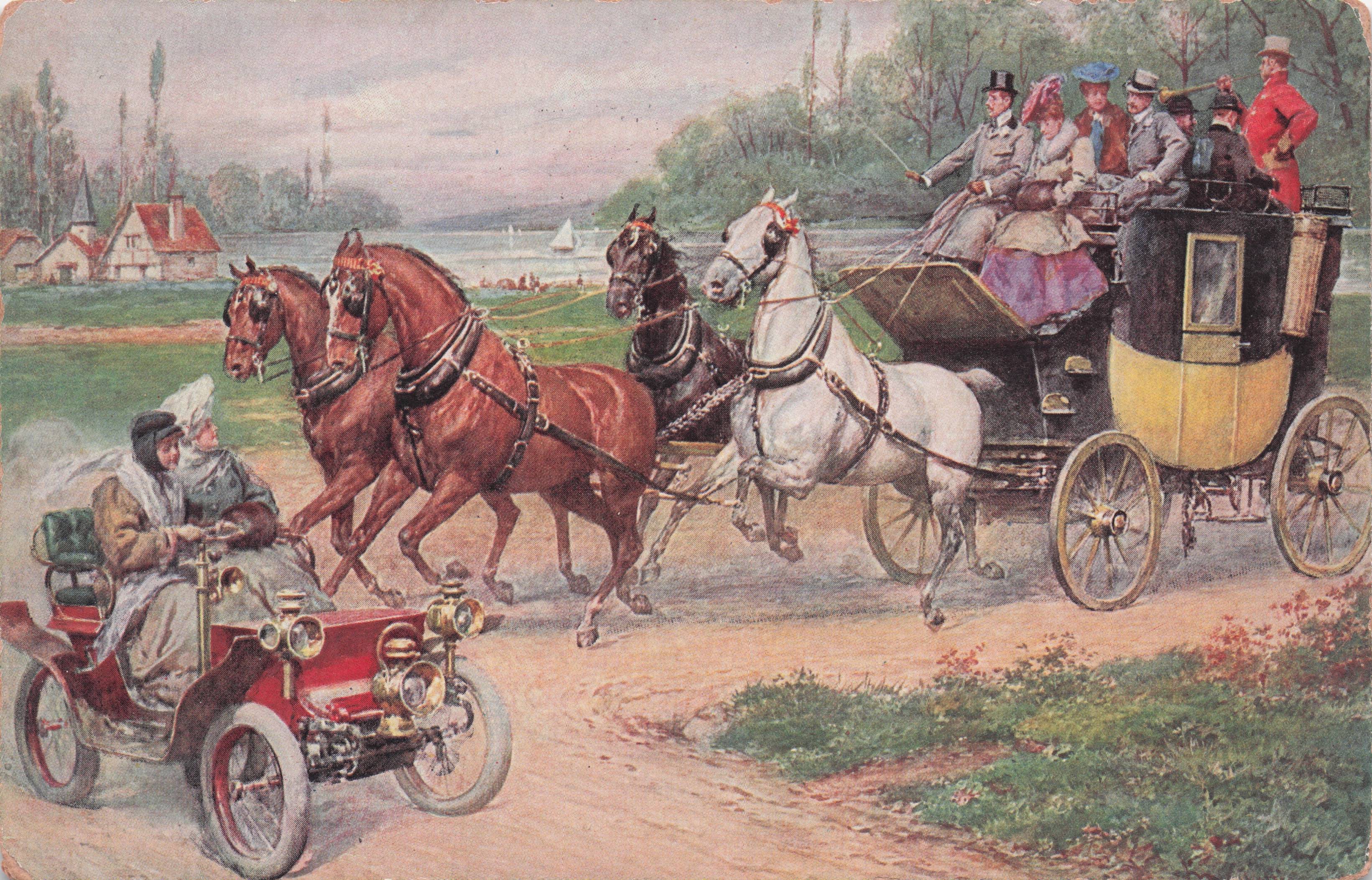 Belgium WW1 Classic Open Top Car Transport Cart Old Postcard