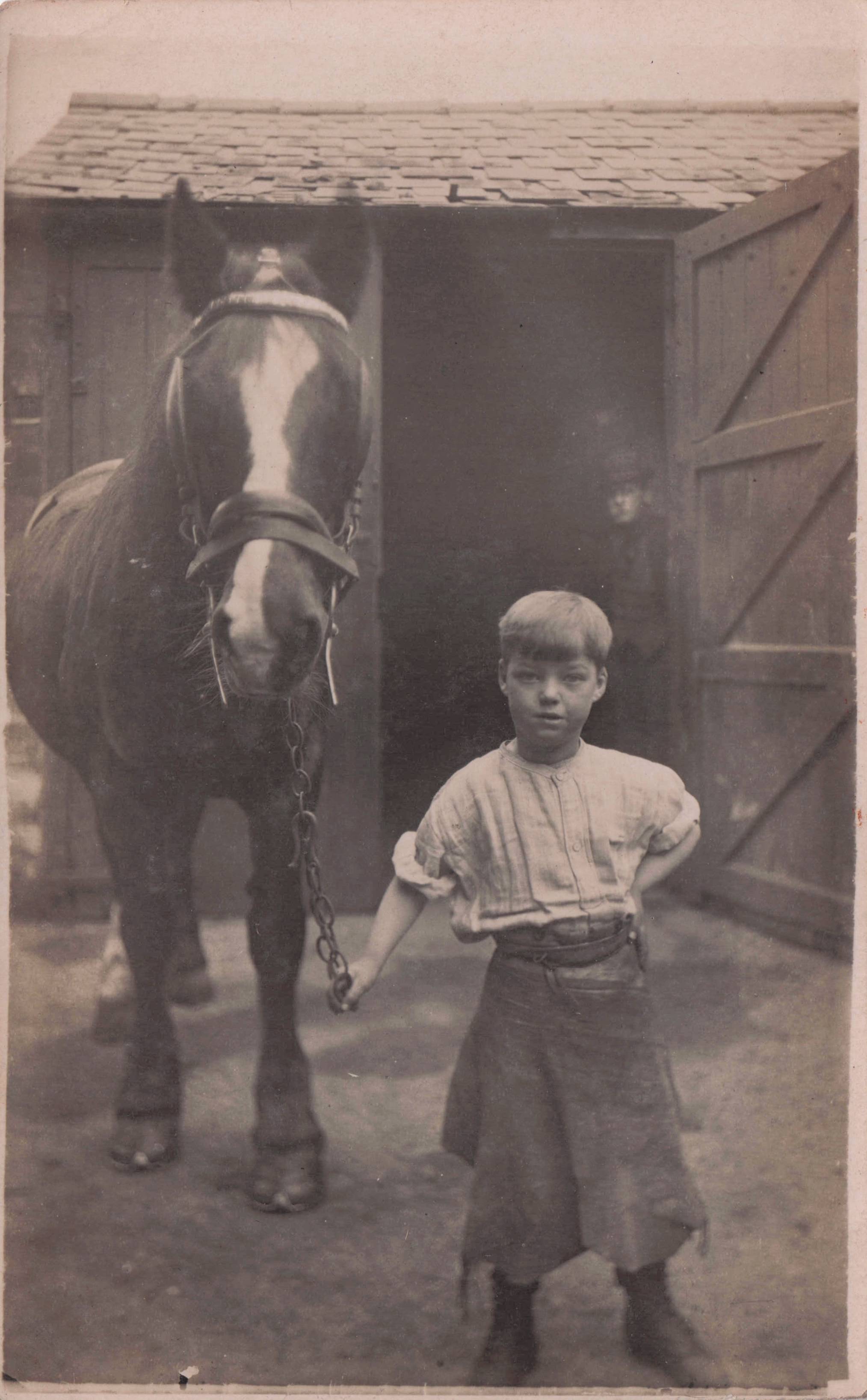 Warrior Boy & Southend Essex Horse Antique Real Photo Postcard