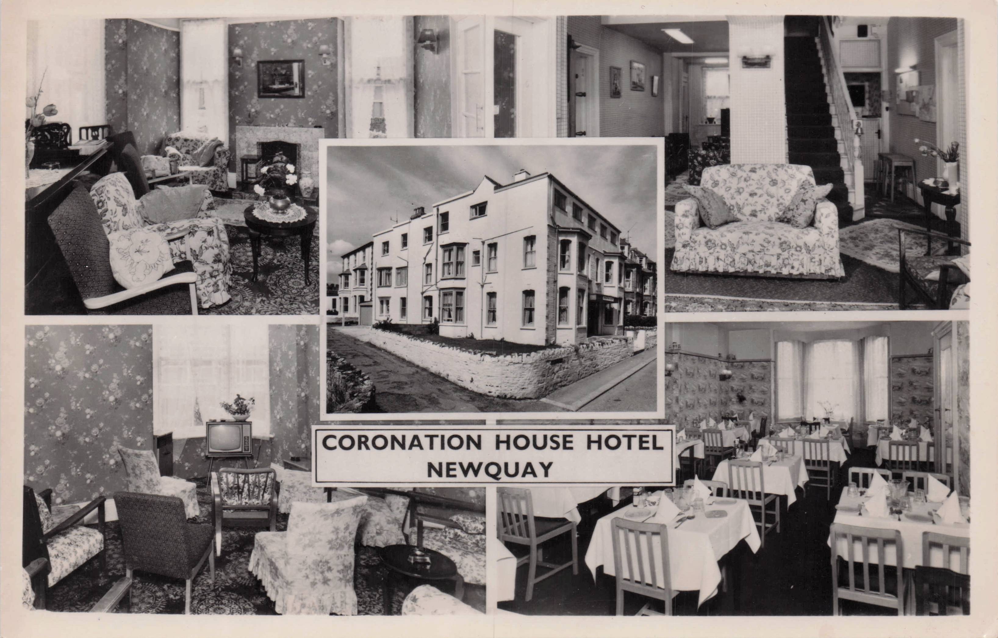 Coronation House Hotel Torquay Restaurant Old B&W TV Vintage Postcard