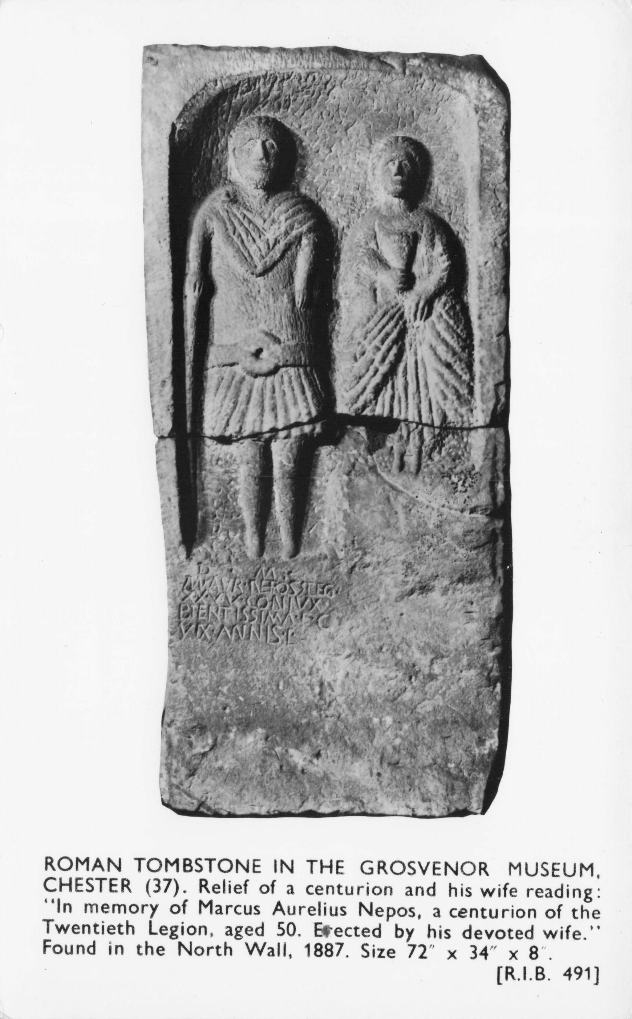 Chester Centurion & Wife Roman Tombstone Grosvenor Museum RPC Postcard