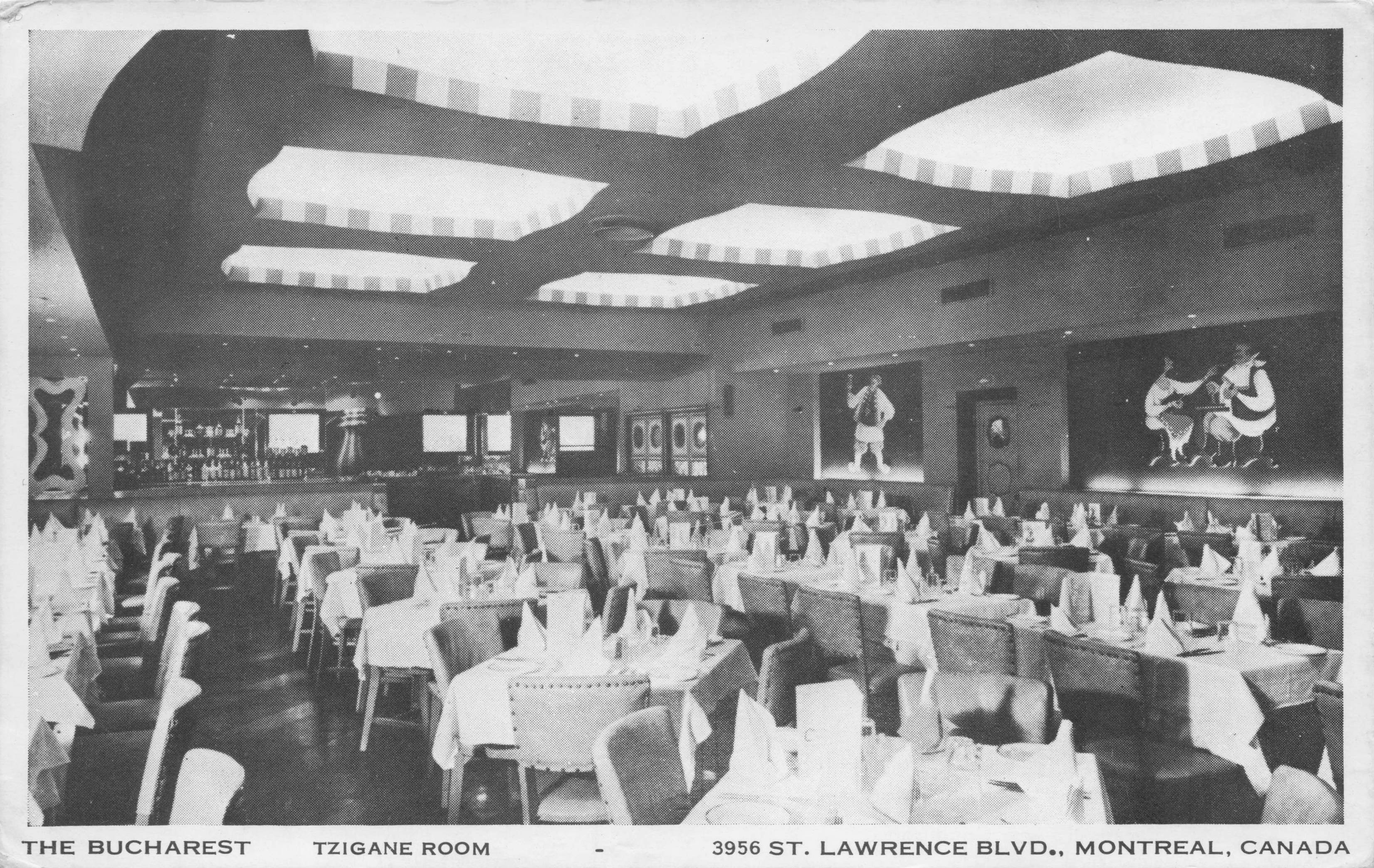 Bucharest Restaurant Tzigaine Room Montreal Canada Old Postcard