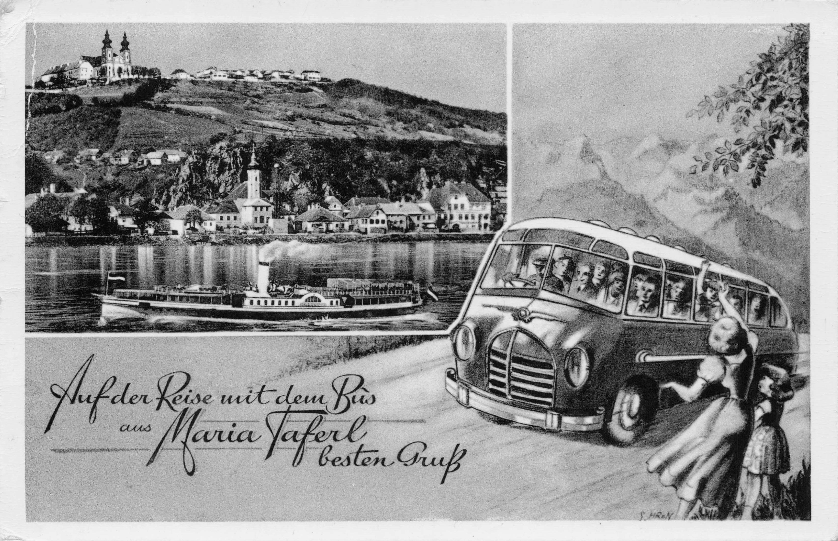 Speeding Bus Coach At Maria Taferl Austrian Transport Old Postcard