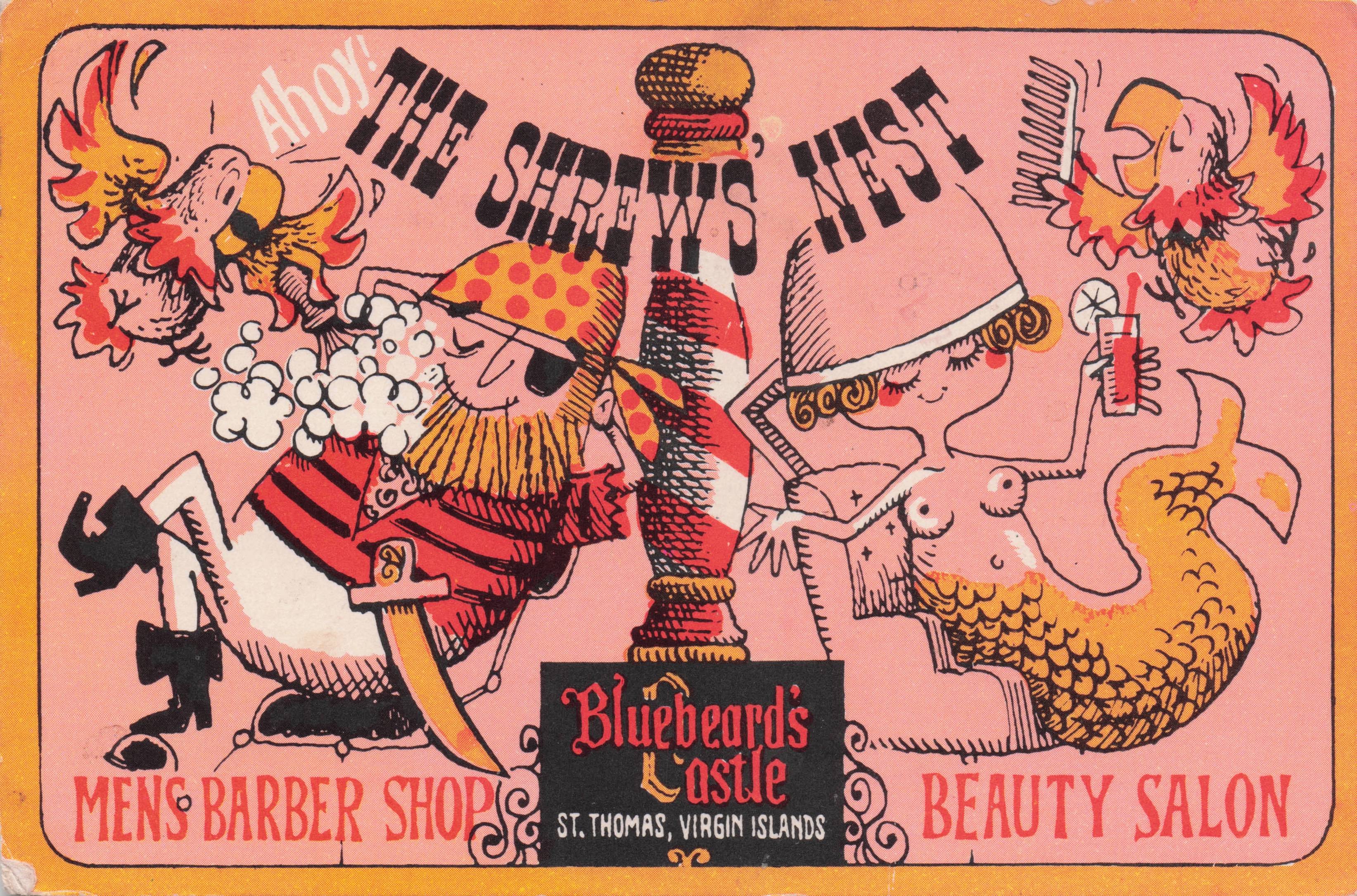 Bluebeards Castle Barbers Shop Virgin Islands Beauty Salon Rare Postcard