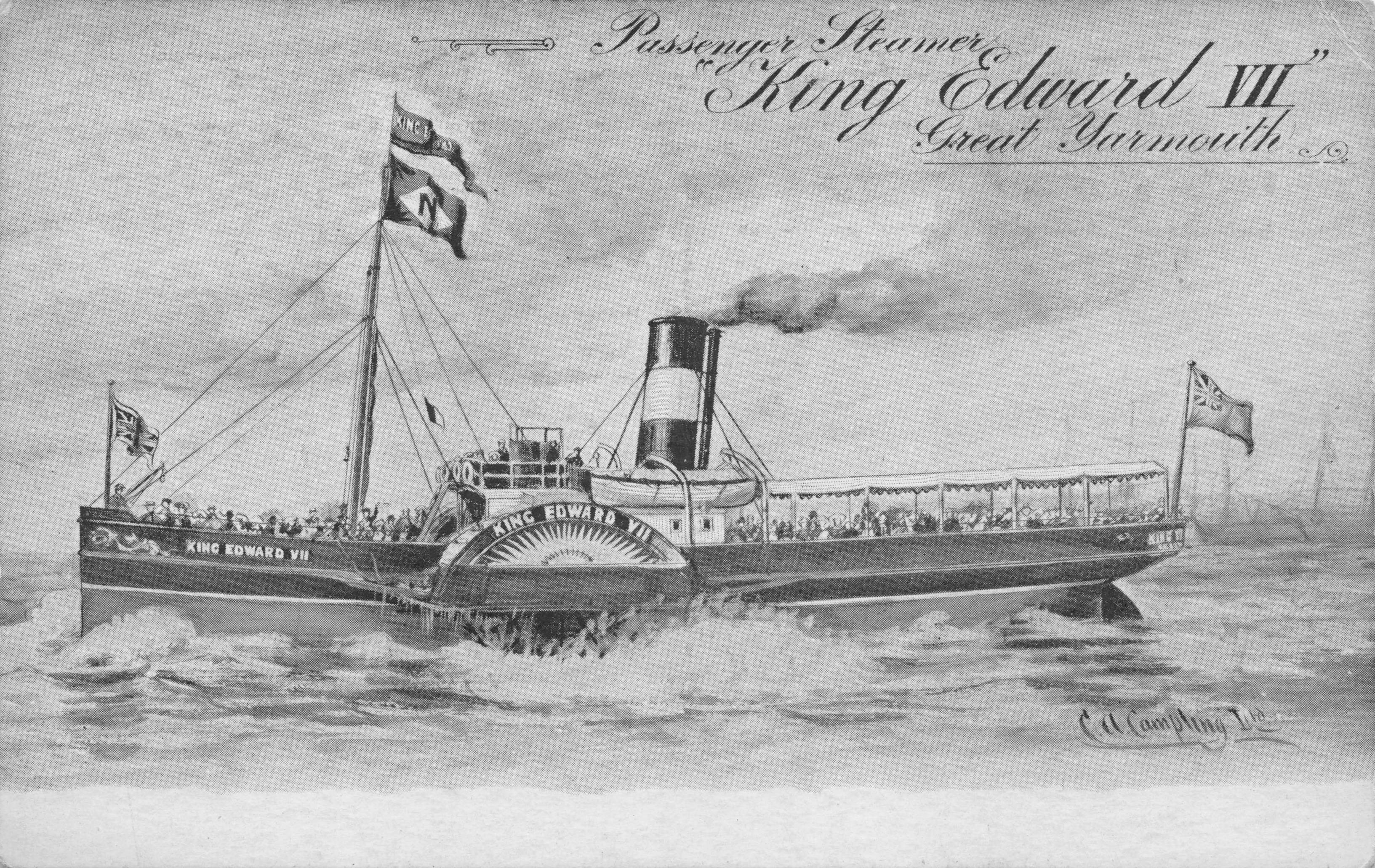 Passenger Steamer King Edward VII at Great Yarmouth Ship Old Postcard