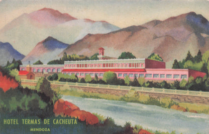 Mendoza Hotel Termas de Cacheuta Argentina Old Advertising Postcard