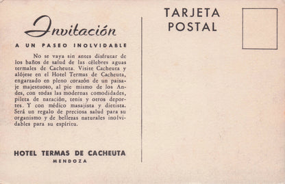 Mendoza Hotel Termas de Cacheuta Argentina Old Advertising Postcard