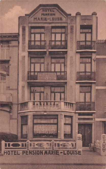 Hotel Pension Marie Louise Blankenberge Belgium Antique RARE Postcard