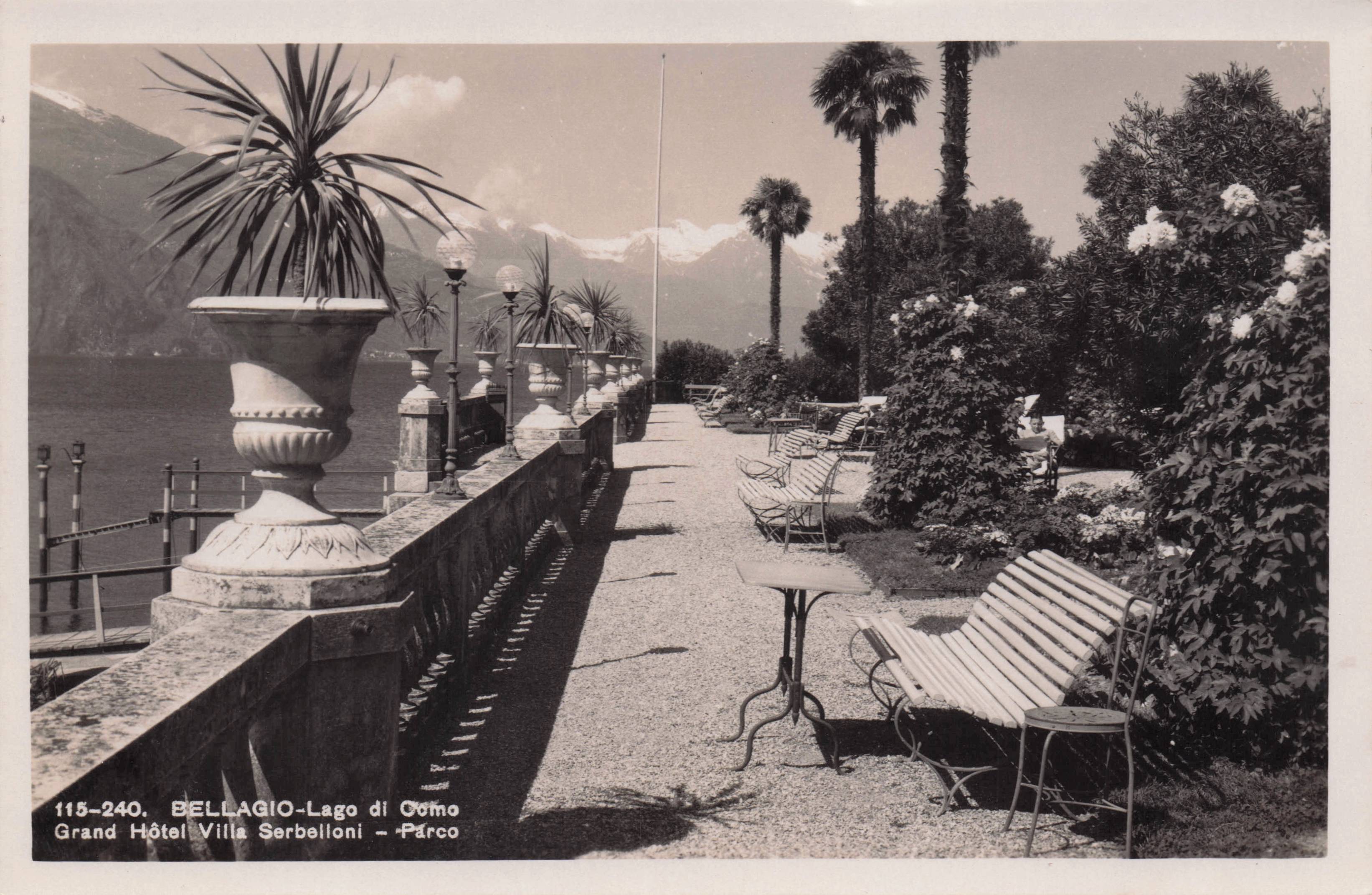 Bellagio Lago di Como Grand Hotel Villa Serbelloni Park Italy Postcard