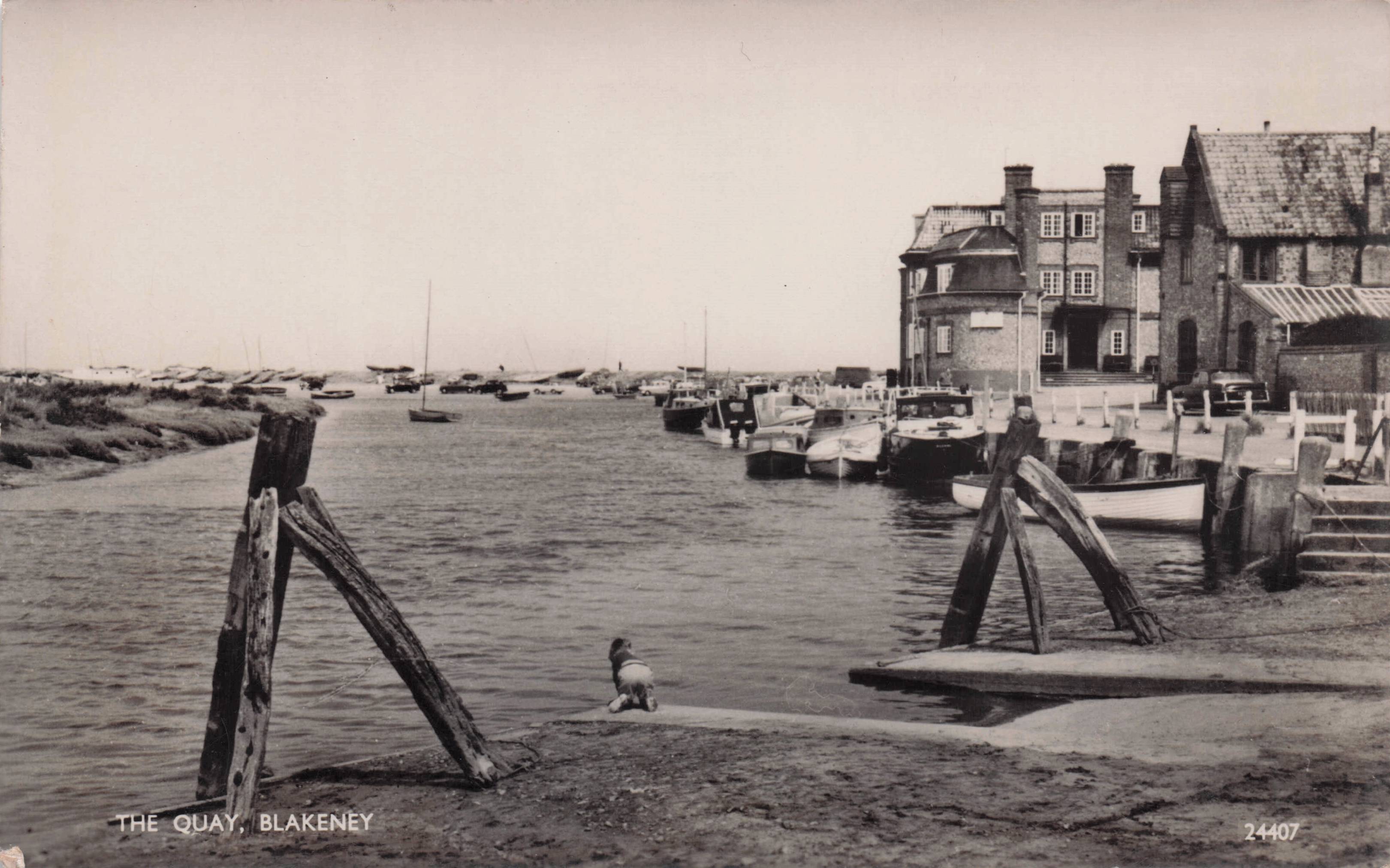 Child Nearly Falling Into Blakeney Quay Suffolk Old Real Photo Postcard