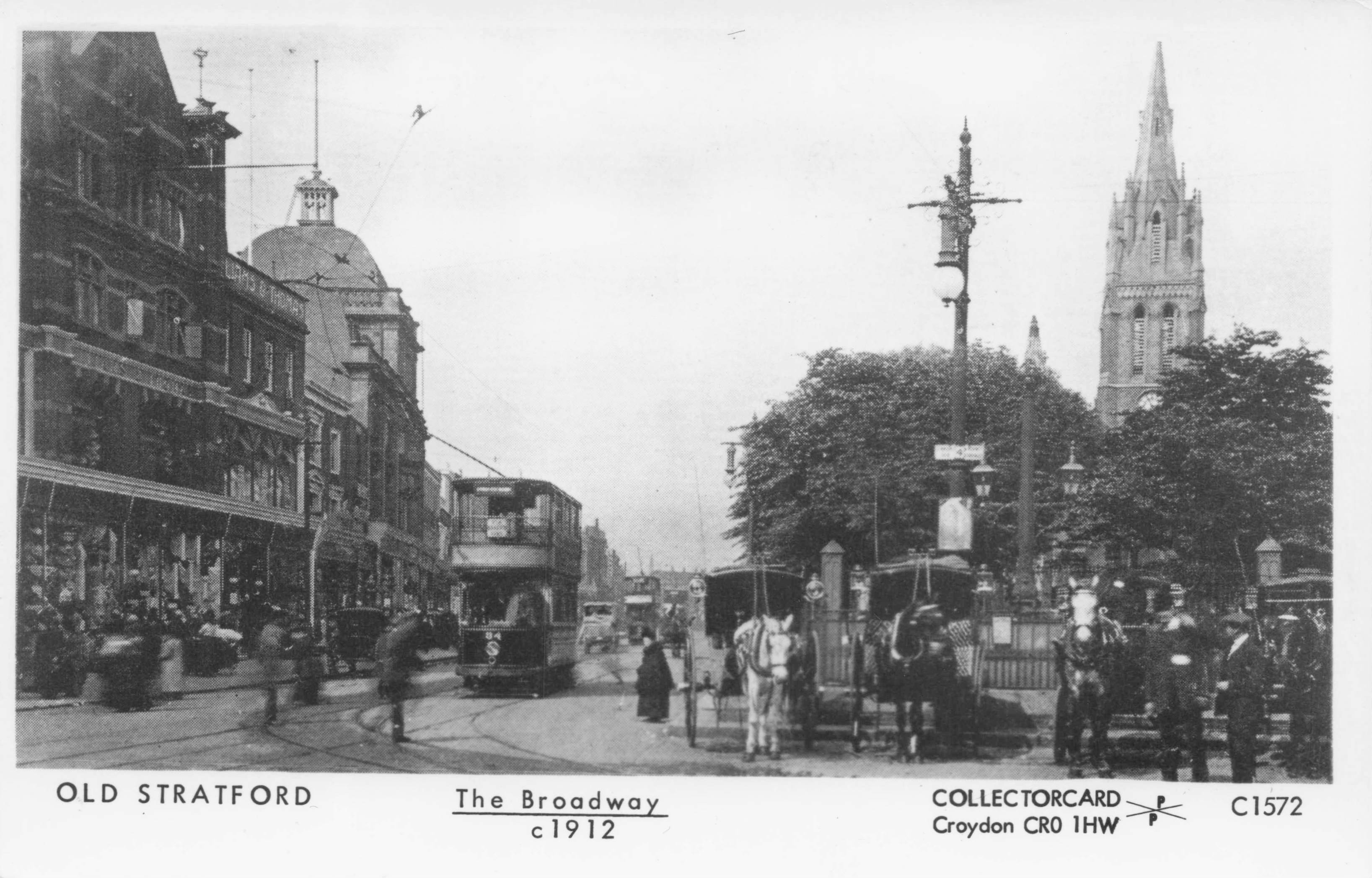 Stratford London Broadway In 1912 Transport Vintage Photo Postcard