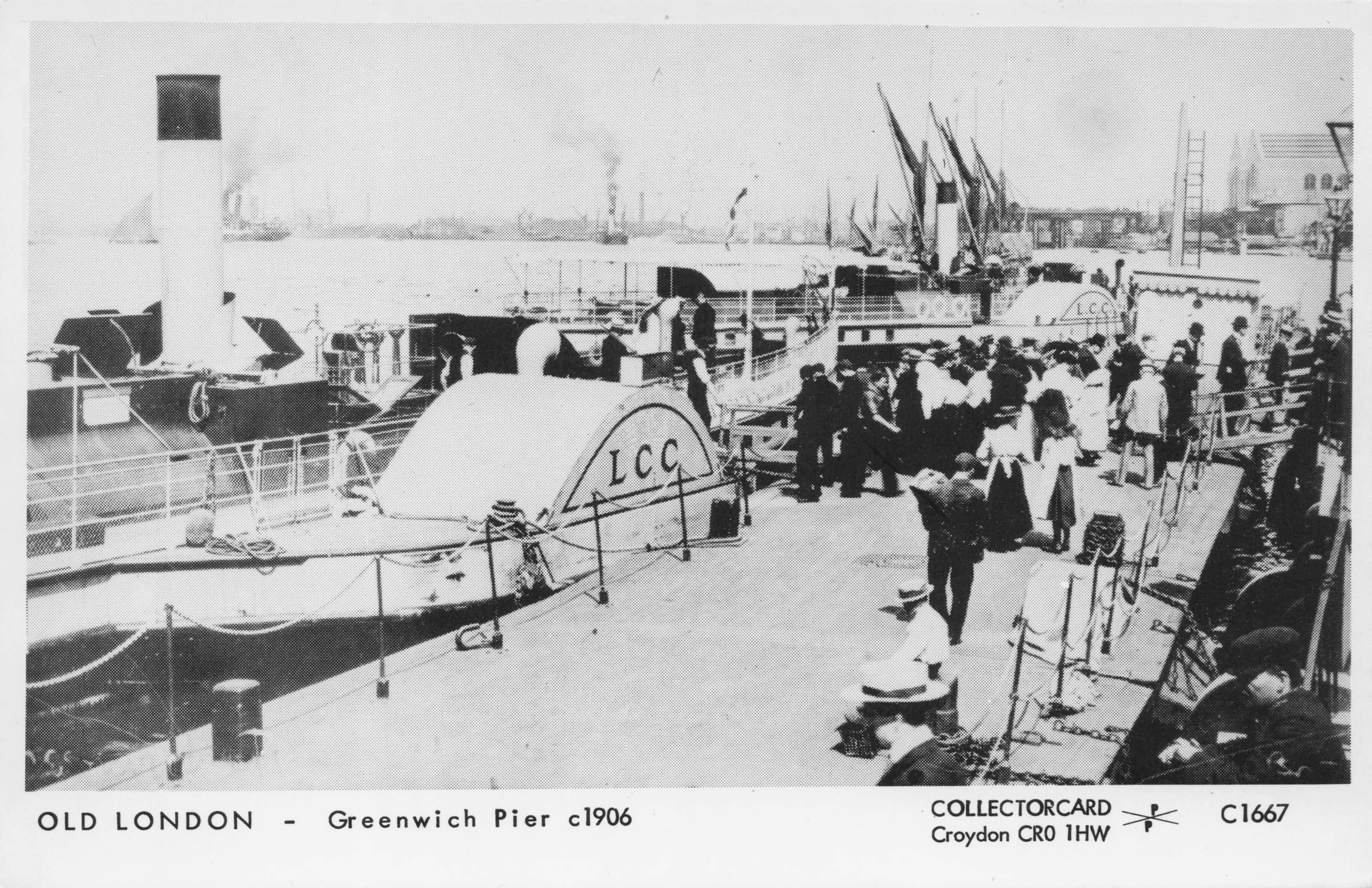 Greenwich London Pier in 1906 Boats Vintage Photo Postcard