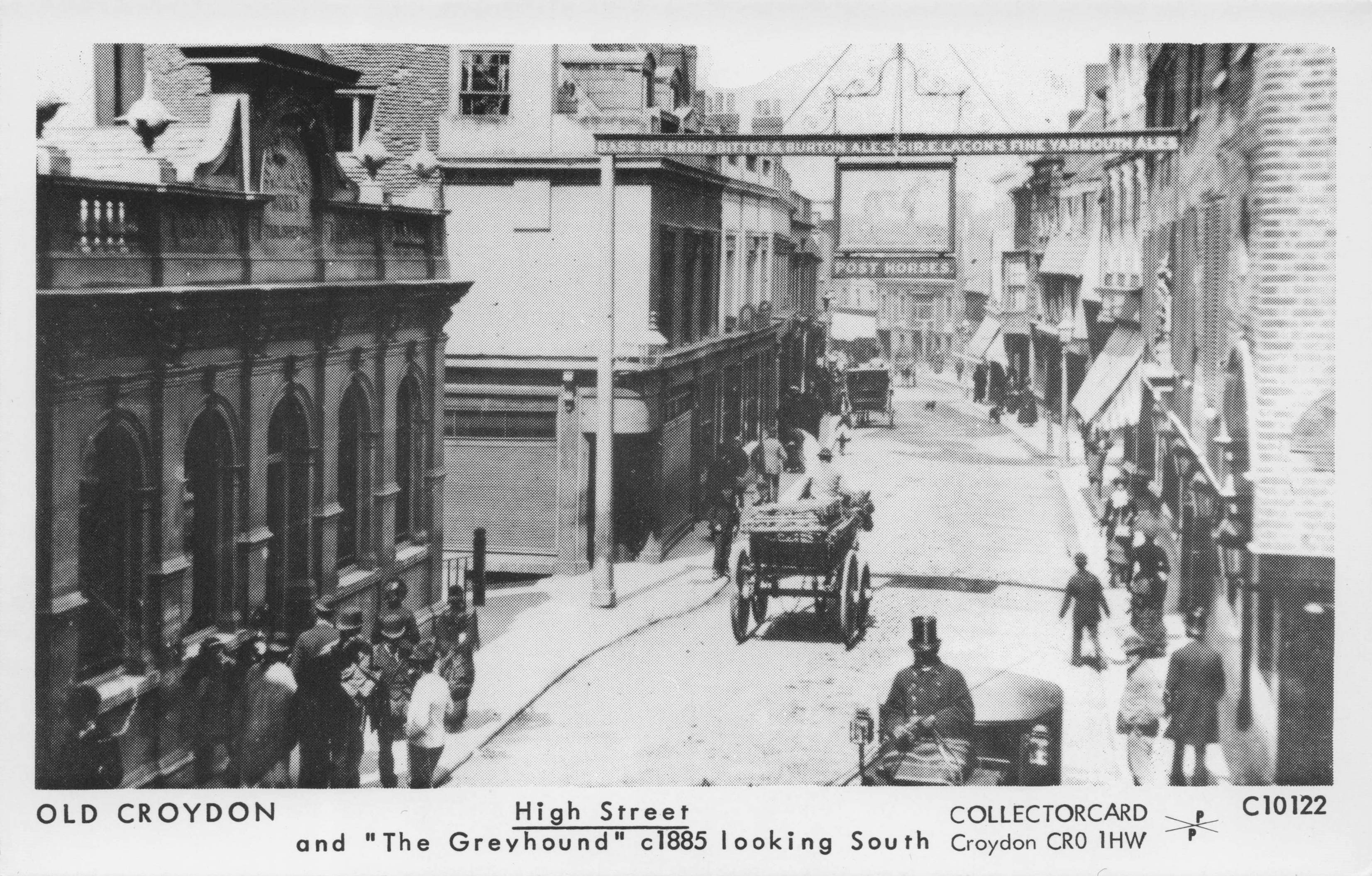 Croydon High Street & Greyhound Pub in Victorian Surrey Photo Postcard