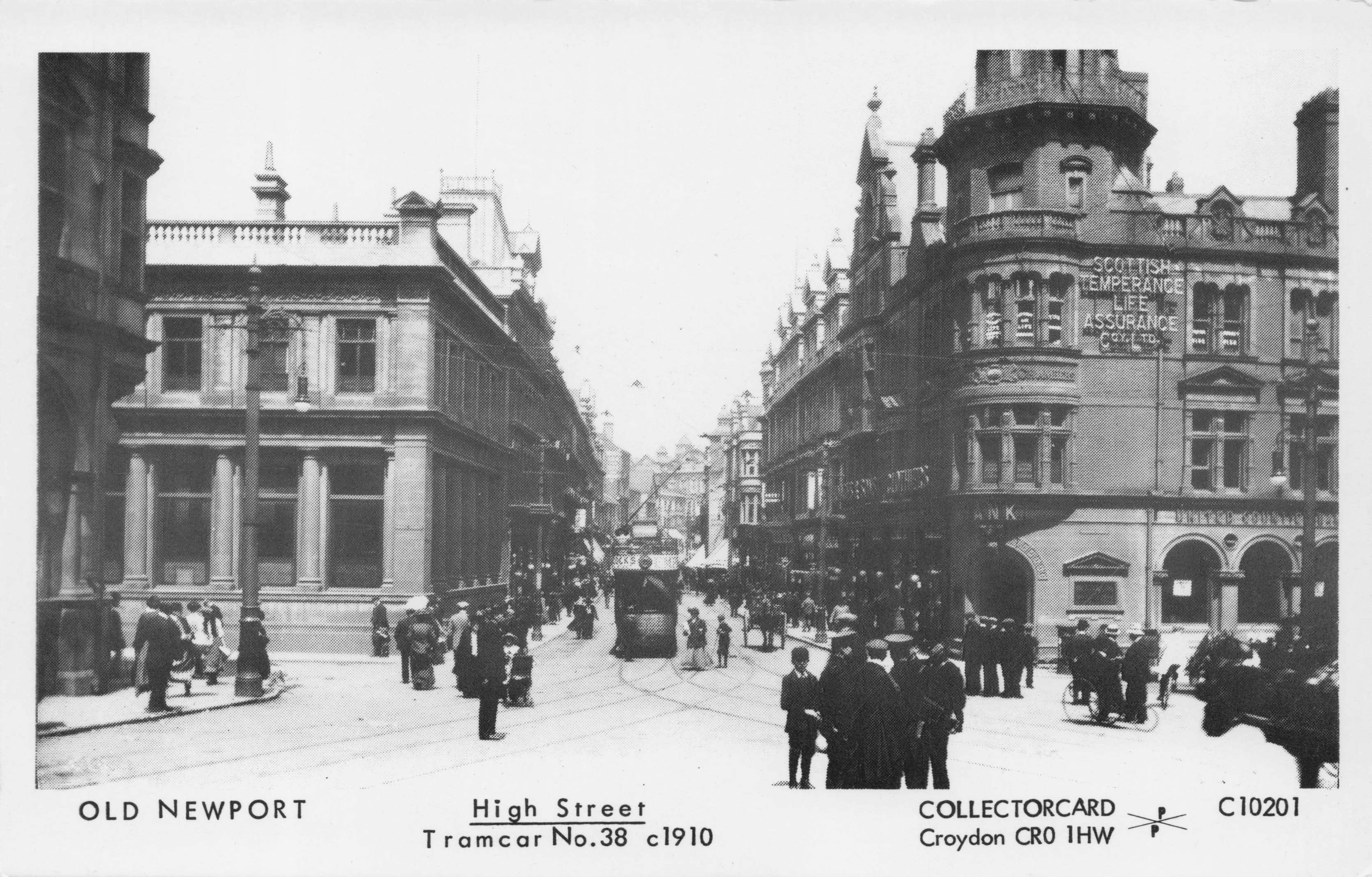 High Street Old Newport Tram Transport in 1910 Wales Photo Postcard
