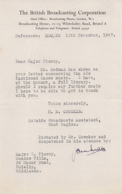 Edward Vowles BBC Radio James Watt Steam Train Railways Hand Signed Letter