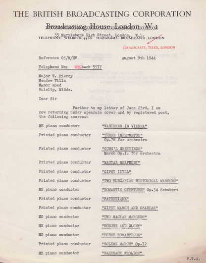 Edward Vowles BBC Radio James Watt Steam Train Railways Hand Signed Letter