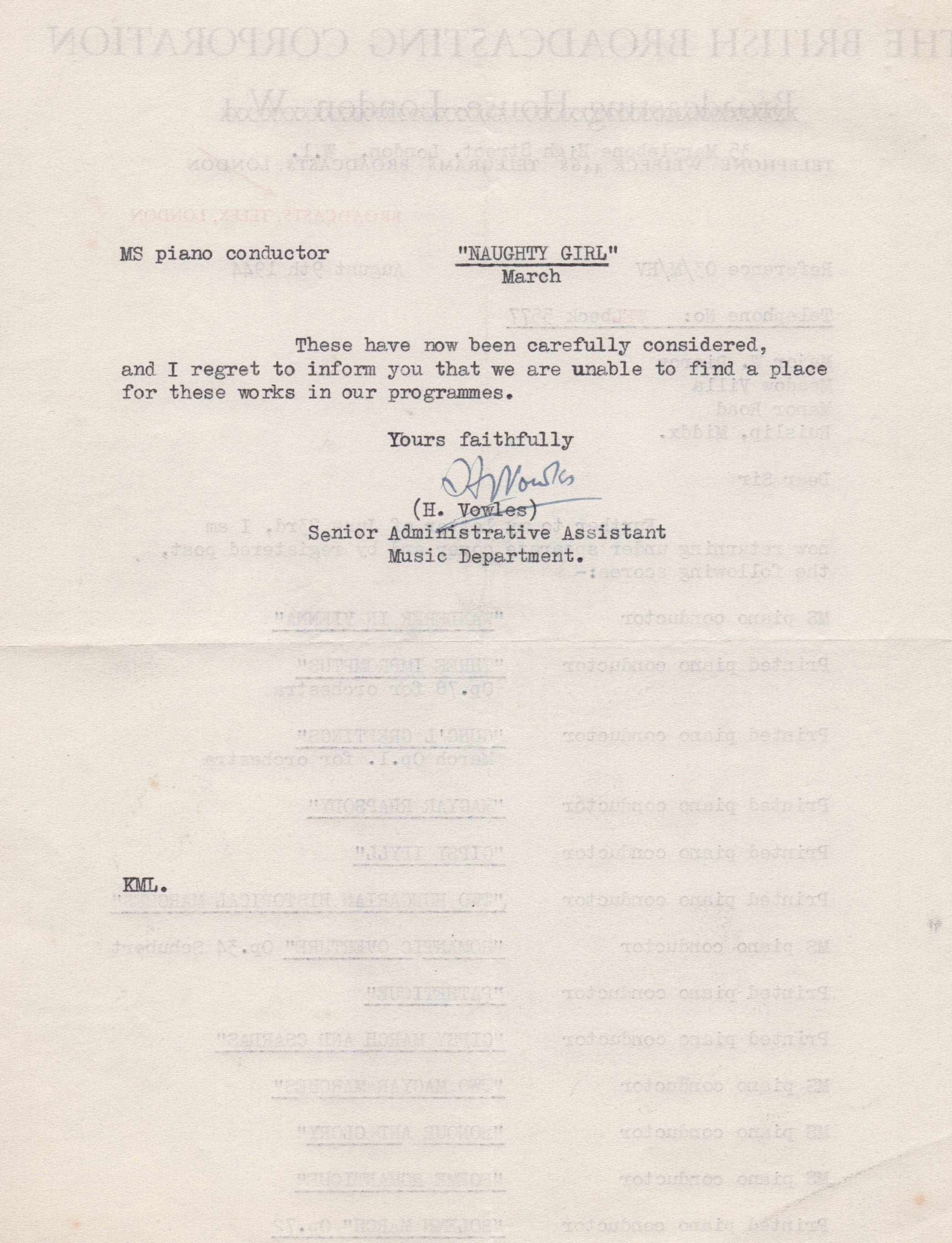 Edward Vowles BBC Radio James Watt Steam Train Railways Hand Signed Letter