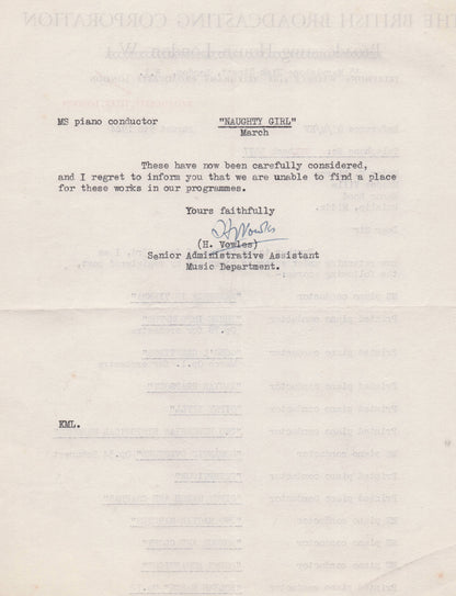 Edward Vowles BBC Radio James Watt Steam Train Railways Hand Signed Letter