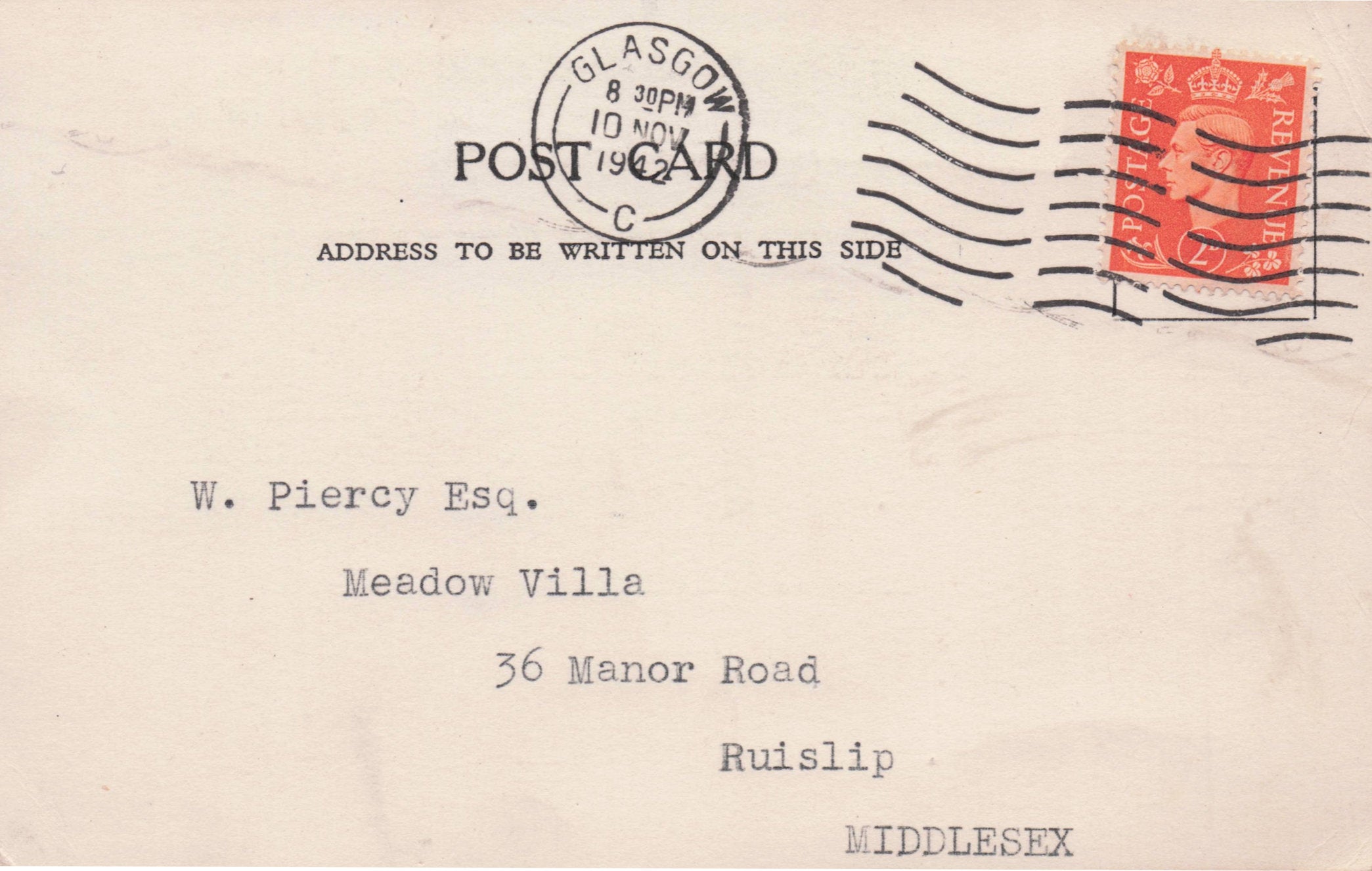 Major Percy PSG O'Donnell BBC Military WW2 Radio 1942 Hand Signed Postcard
