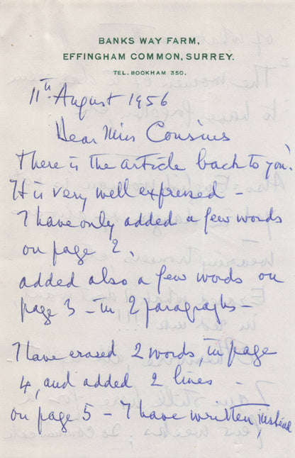 Yvonne Aunaud French Actress THREE PAGE Antique Written & Hand Signed Letter