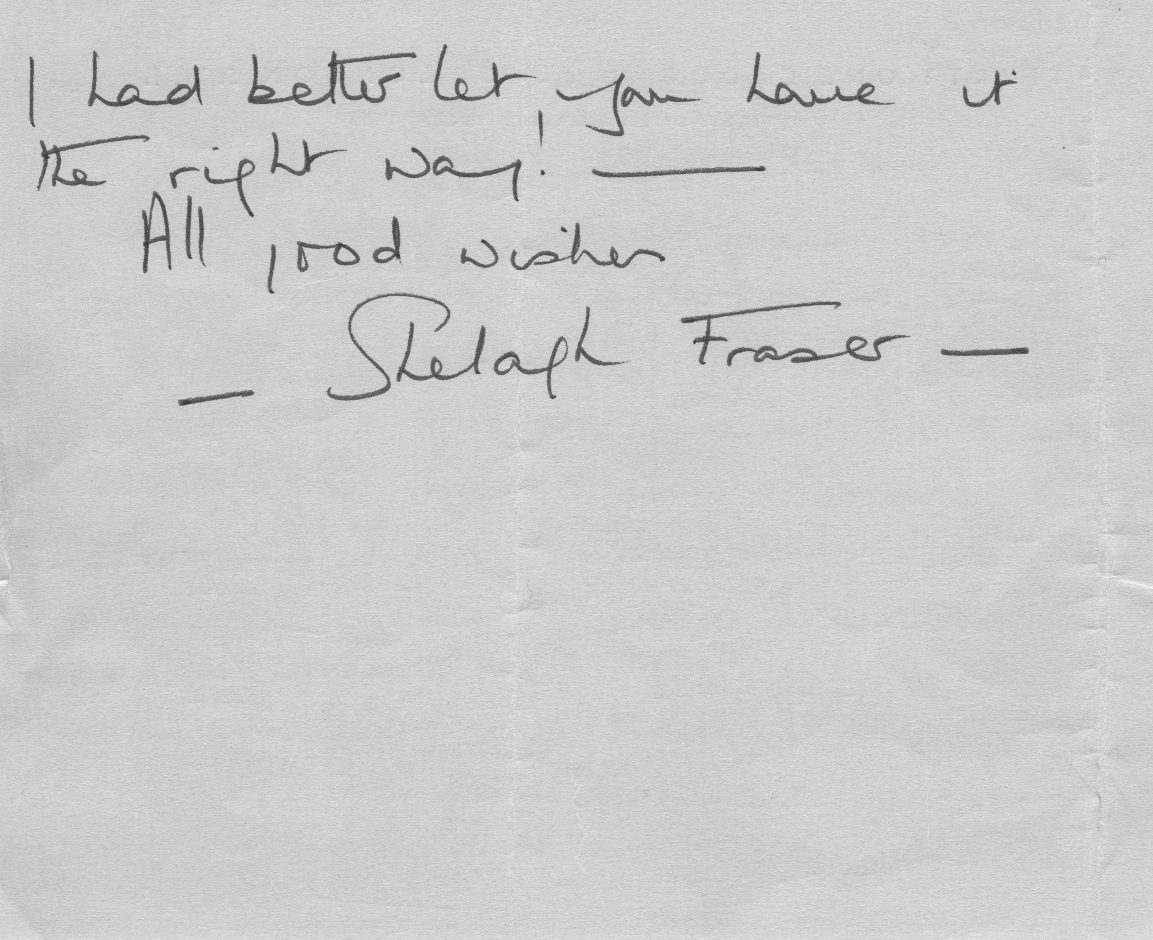 Shelagh Fraser Star Wars Vintage Hand Written Signed Headed Paper Letter