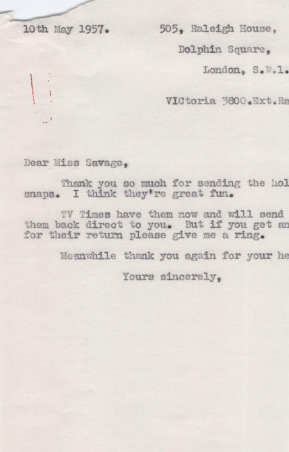 Joan Savage Fully Hand Written Signed Letter TV Times Dads Army Tommy Cooper