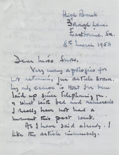 Raymond Francis Actor Tom Lockhart 2x Home Address Hand Signed Letter s