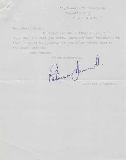 Patricia Driscoll Adventures Of Robin Hood Timeslip Official Hand Signed Letter