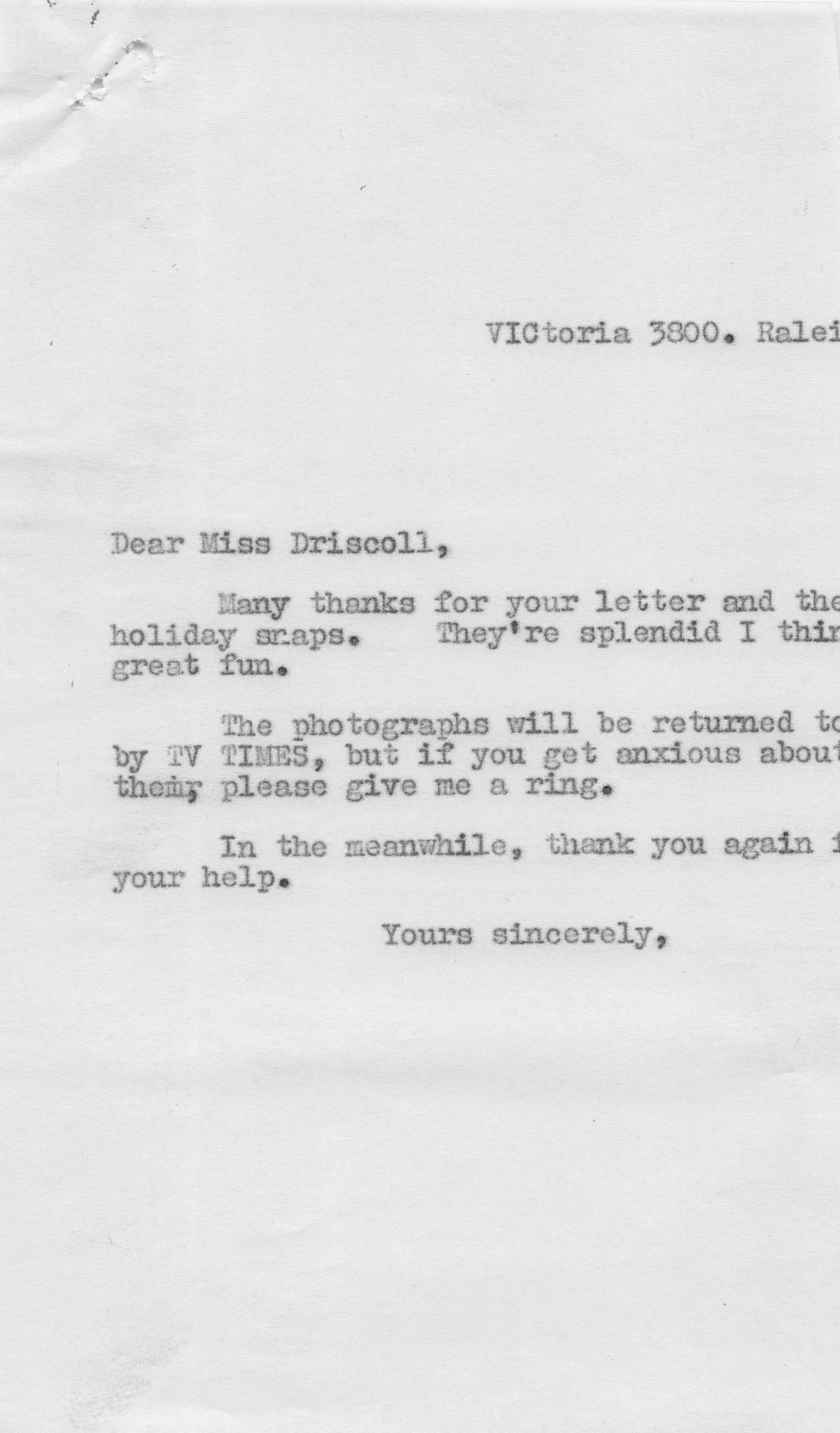Patricia Driscoll Adventures Of Robin Hood Timeslip Official Hand Signed Letter
