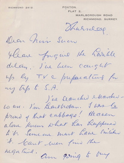 Sonia Dresdel Fallen Idol Pallisers Oscar Wilde Hand Signed Headed Paper Letter