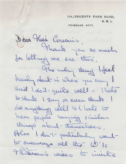 Margot Lovell 1950s BBC 1953 Royal Coronation Presenter Hand Signed Letter