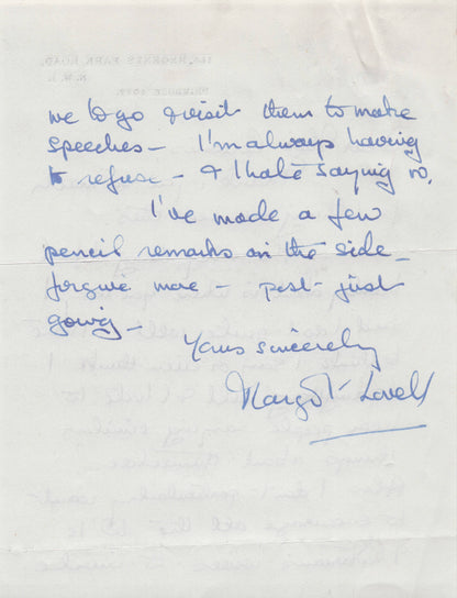 Margot Lovell 1950s BBC 1953 Royal Coronation Presenter Hand Signed Letter