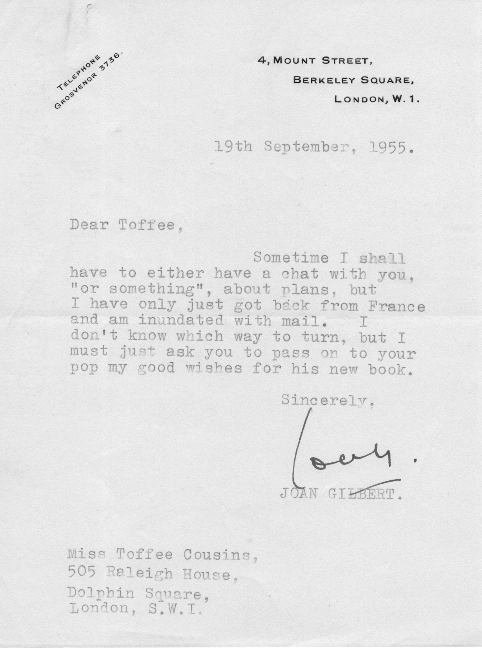 Joan Gilbert BBC TV WW2 Presenter Picture Page Hand Signed Headed Paper Letter