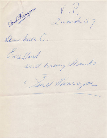 Bud Flanagan Old 1957 Hand Written Signed Letter To Tv Times Headed Paper