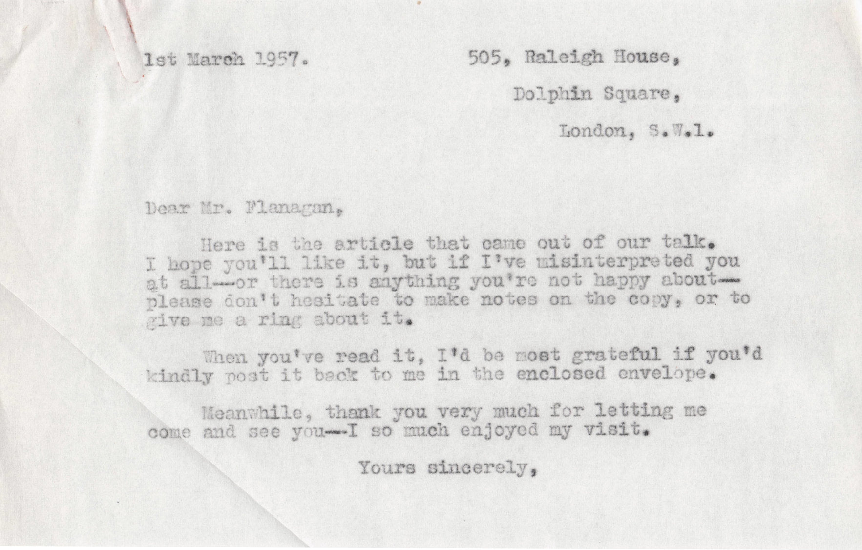 Bud Flanagan Old 1957 Hand Written Signed Letter To Tv Times Headed Paper
