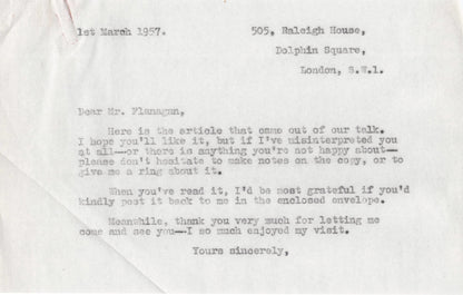 Bud Flanagan Old 1957 Hand Written Signed Letter To Tv Times Headed Paper
