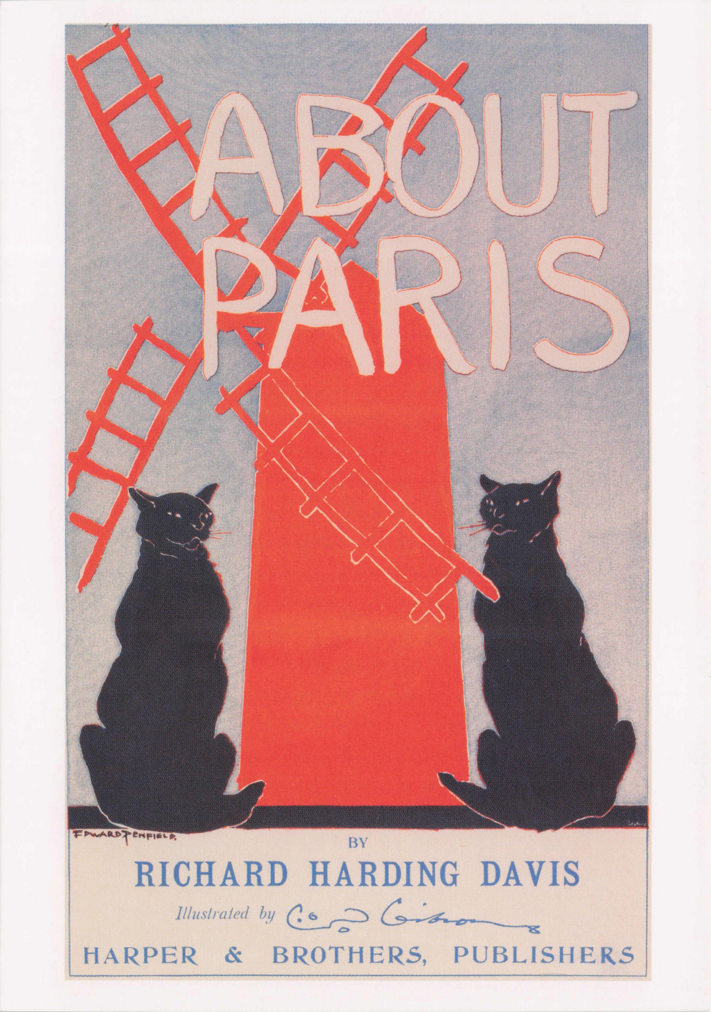 Edward Penfield Victorian About Paris Art Nouveau Cat Poster Painting Postcard