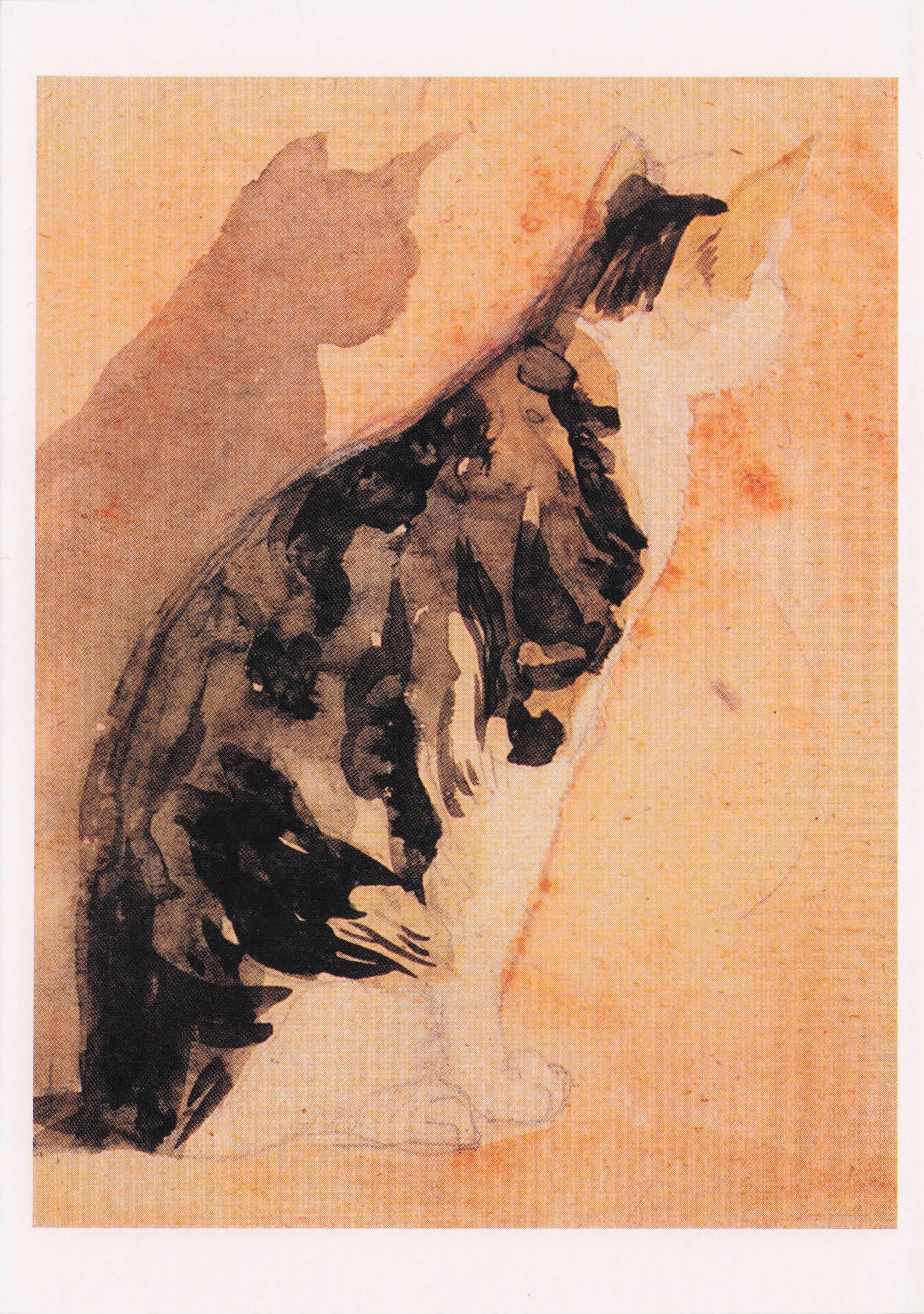 Gwen John Sketch Of A Seated Cat Old Wales Welsh Artist Painting Postcard