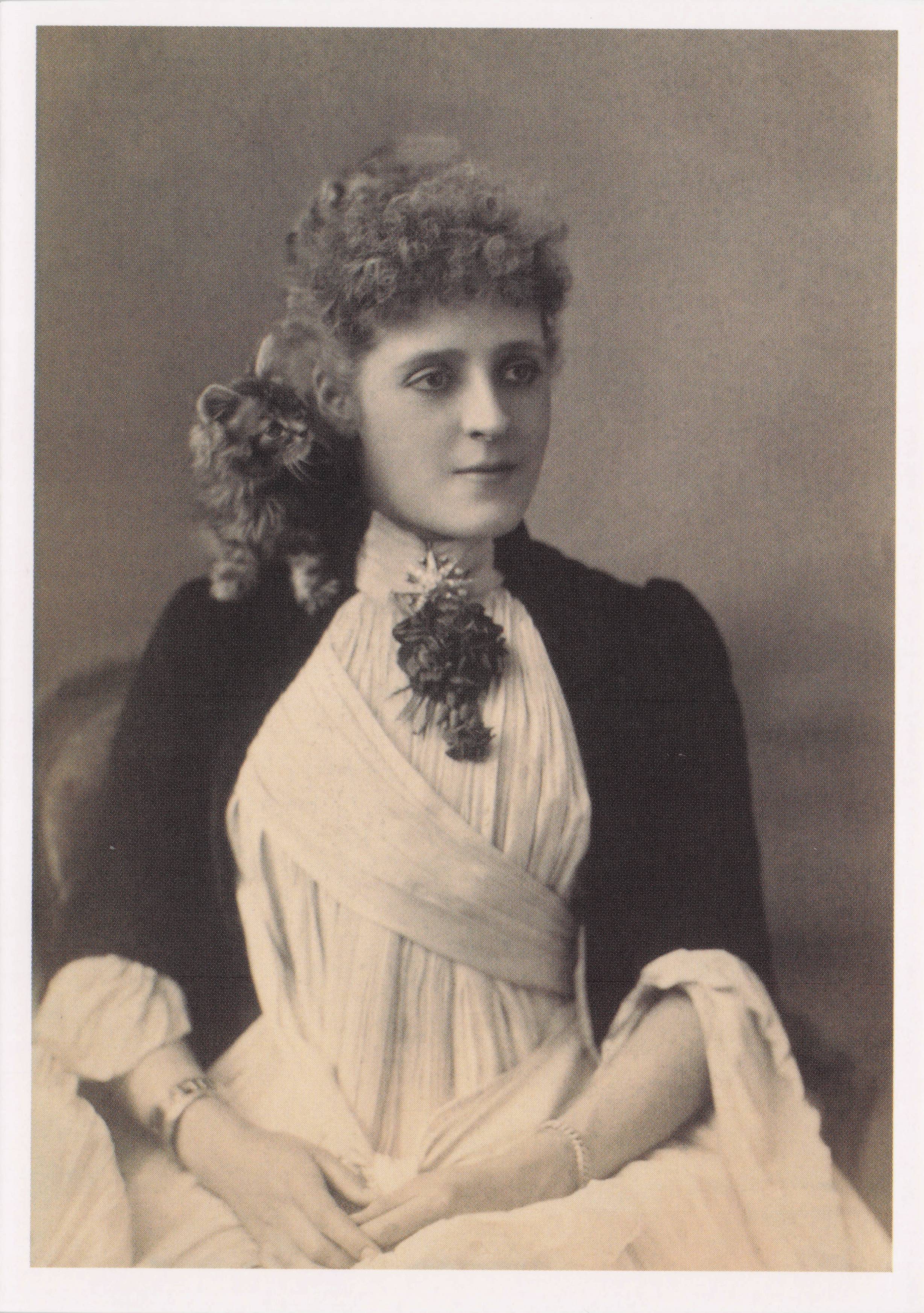Phyllis Broughton Theatre Actress With A Cat Sepia Victorian Photo Postcard