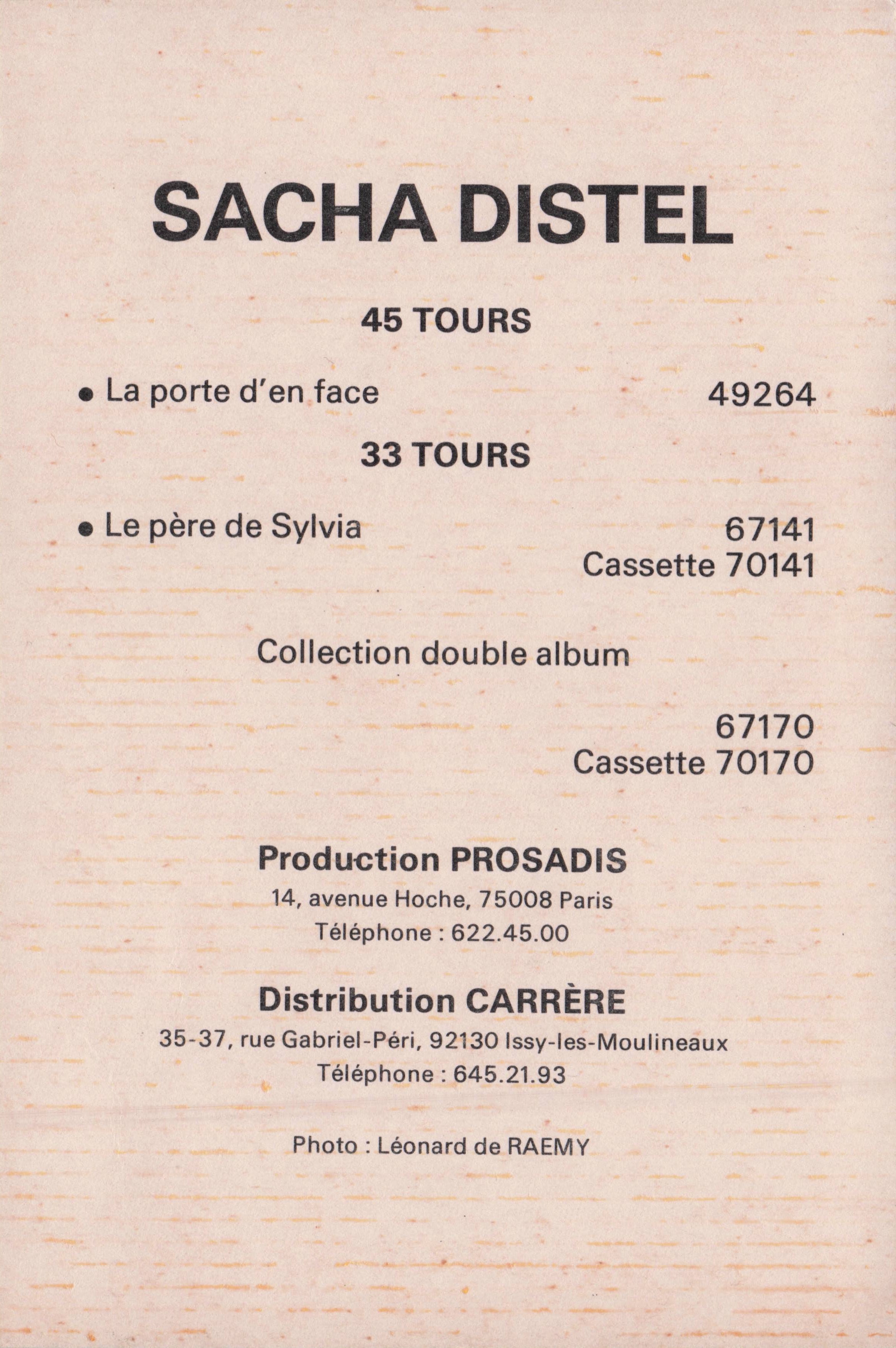 Sasha Distel French Pop Singer Old Official Hand Signed Autograph Photo