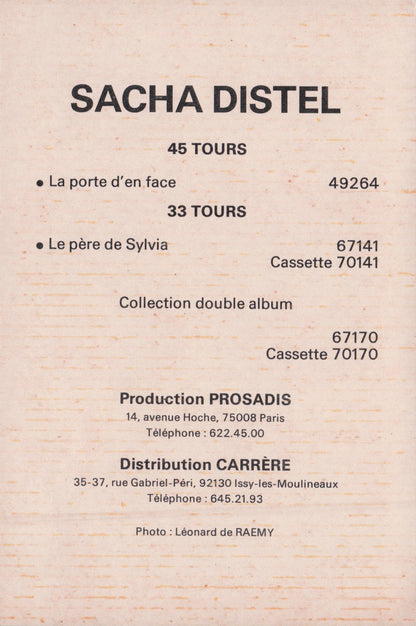 Sasha Distel French Pop Singer Old Official Hand Signed Autograph Photo