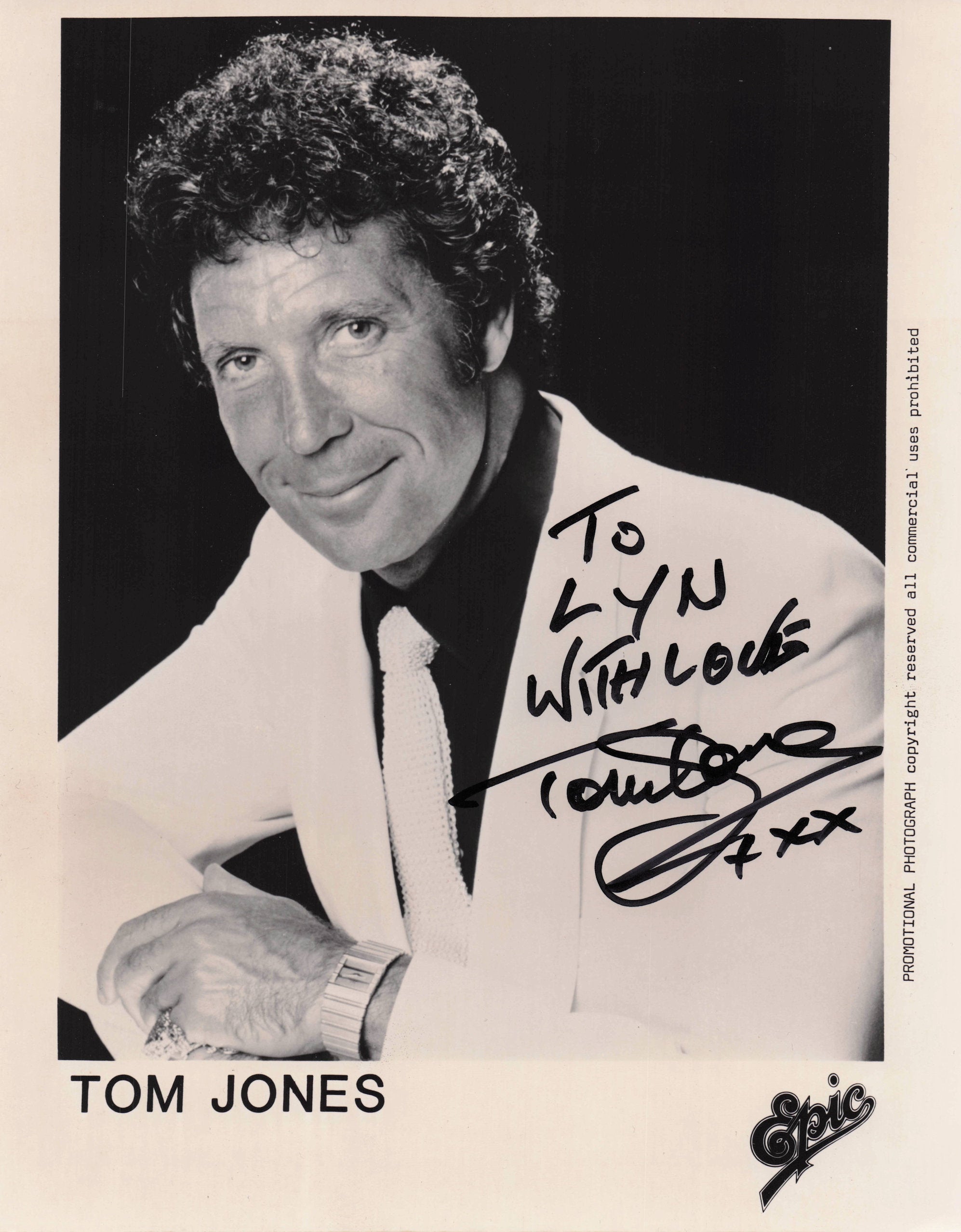 Tom Jones Large 10x8 Hand Signed Vintage Early Epic Records Photo