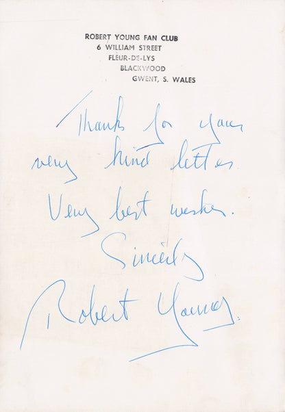 Robert Young Pop Tenor Singer Signed Photo & Hand Written Fan Club Letter
