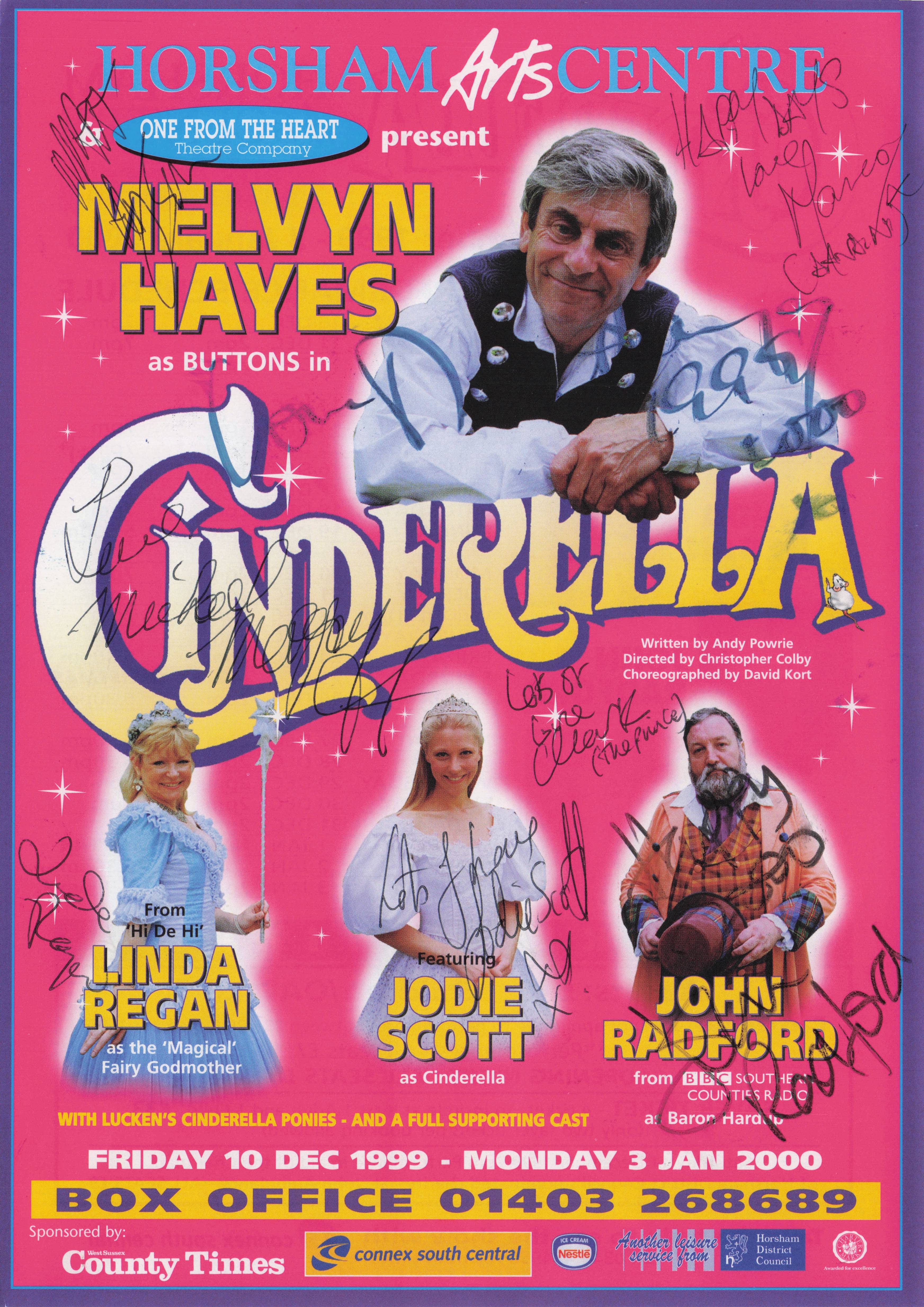 Melywn Hayes Linda Regan Jodie Scott Basil Brush Hand Signed Flyer & MORE