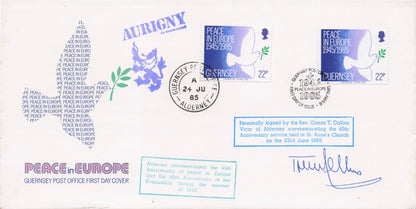 Canon Collins Alderney Vicar Peace In Europe Guernsey Hand Signed LTD To 50 FDC