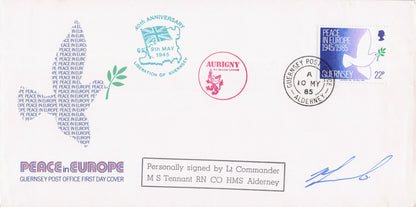 Commander M.S.Tennant Military HMS Alderney Ship LTD TO 19 Hand Signed FDC