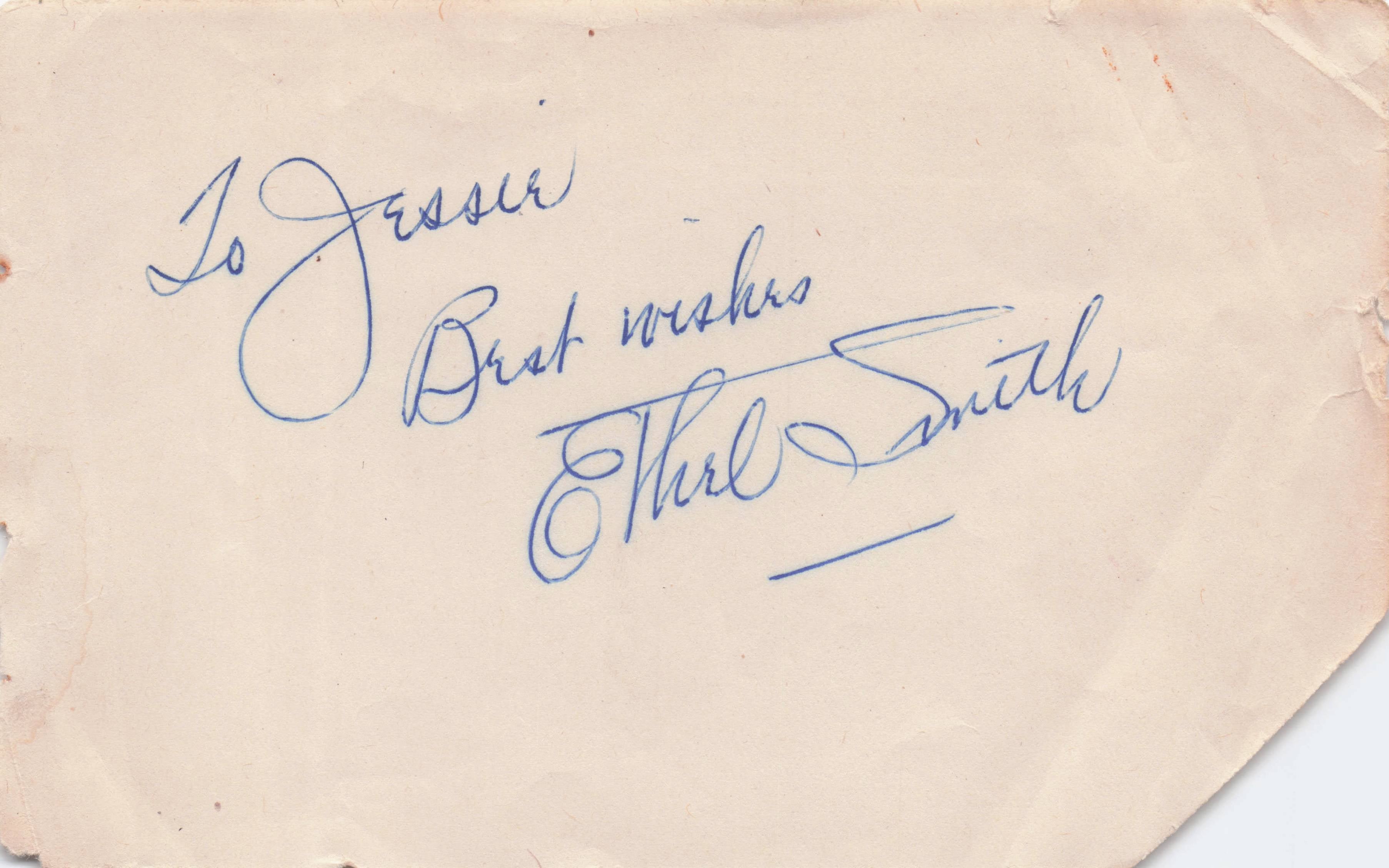 Ethel Smith American Organist Antique Hand Signed Autograph Page