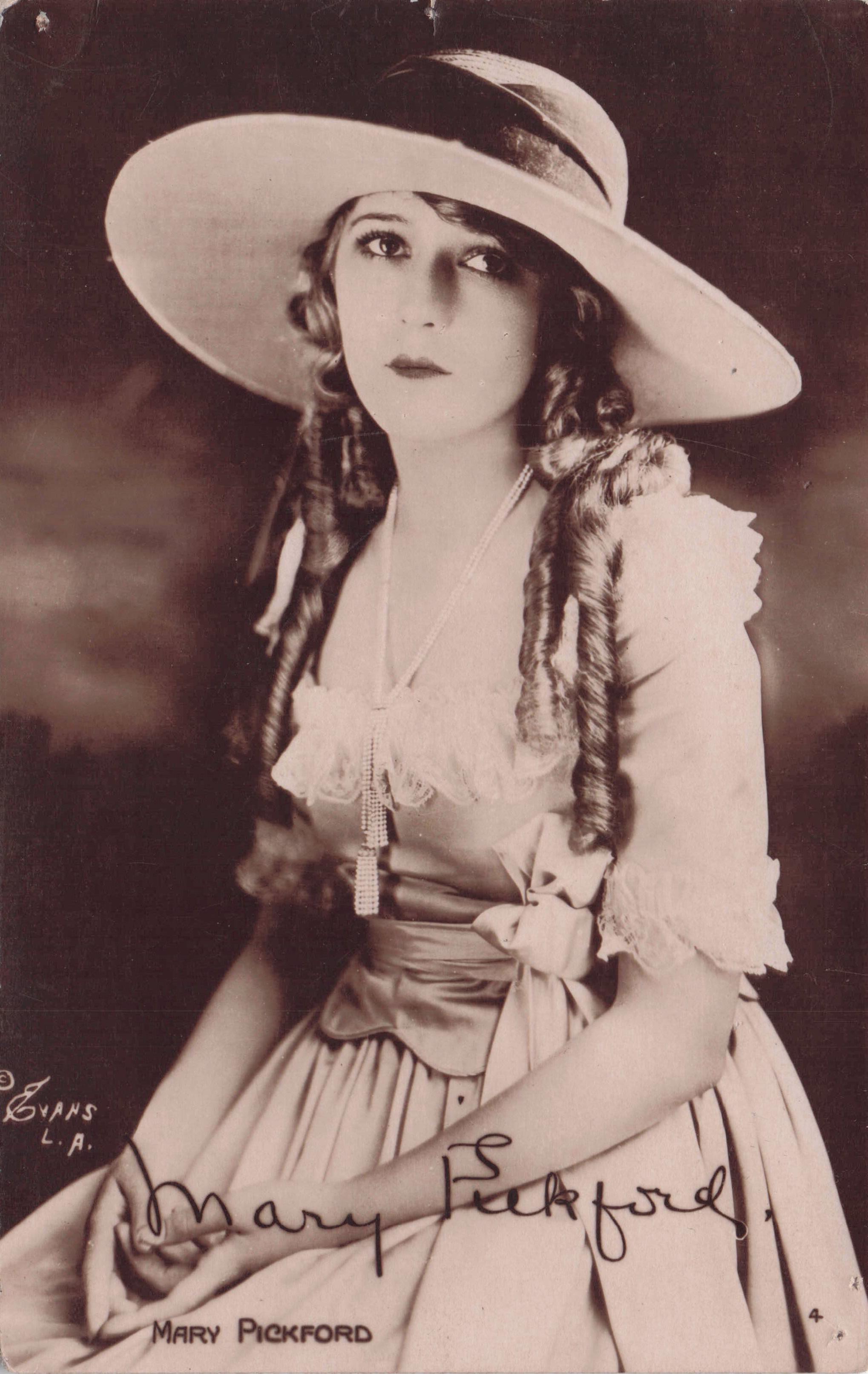 Mary Pickford Canadian Actress Antique Signed Photo Postcard