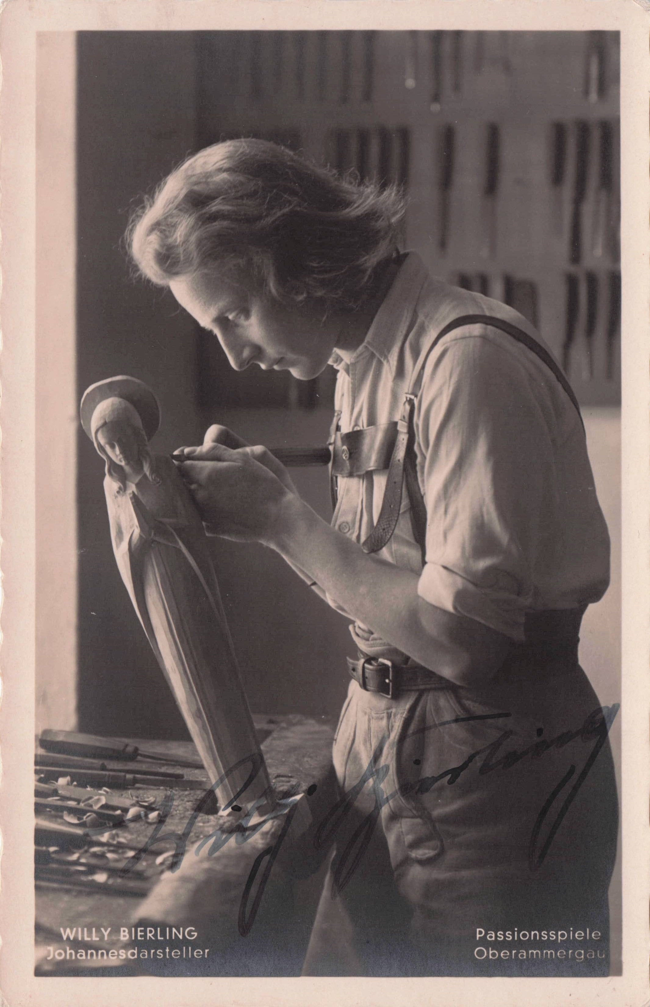 Willy Bierling Signed Passionsspiele German Wood Carver Hand Signed Postcard